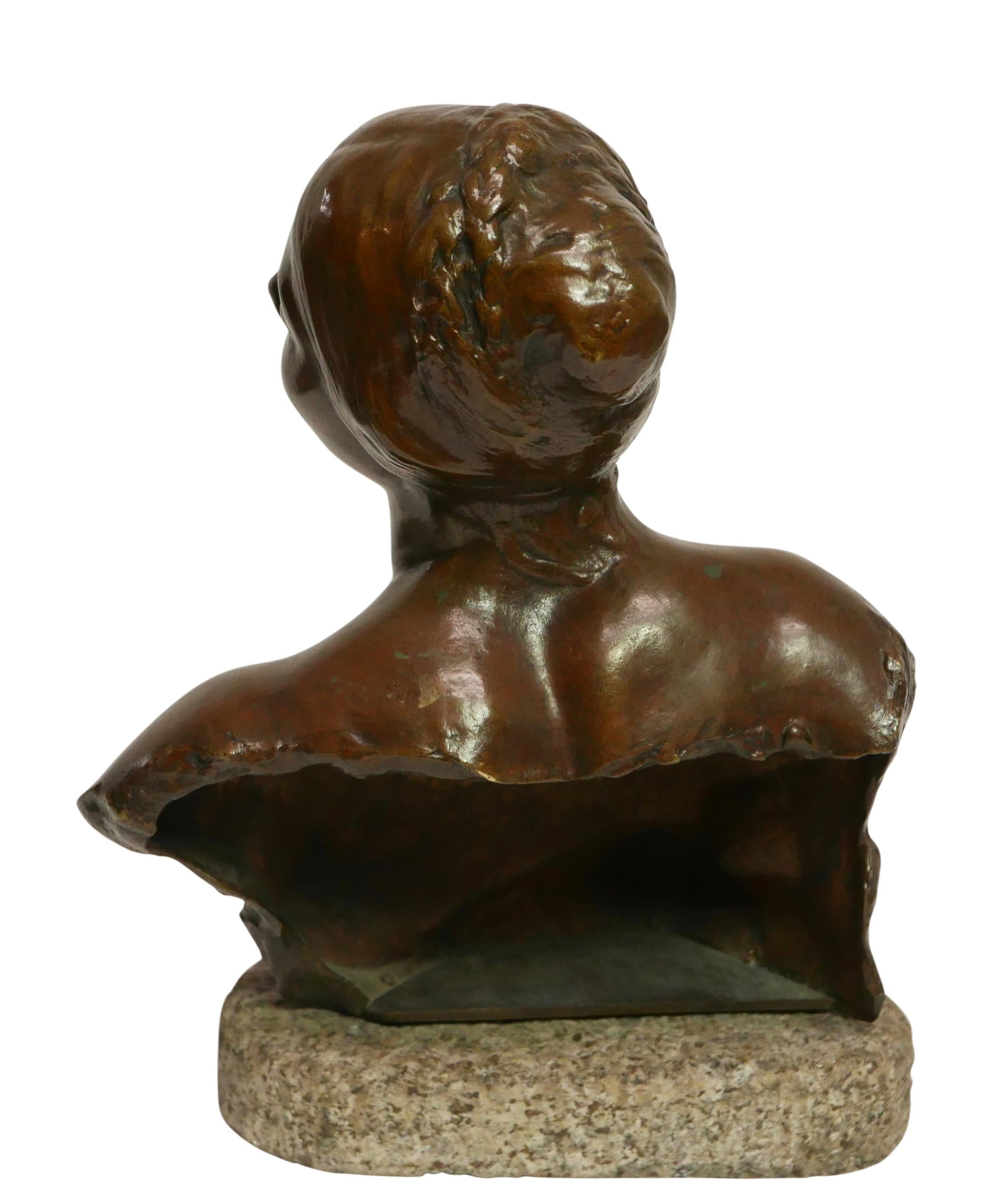 Female Bronze Bust Sculpture by Felix Soules, French 19th Century 2