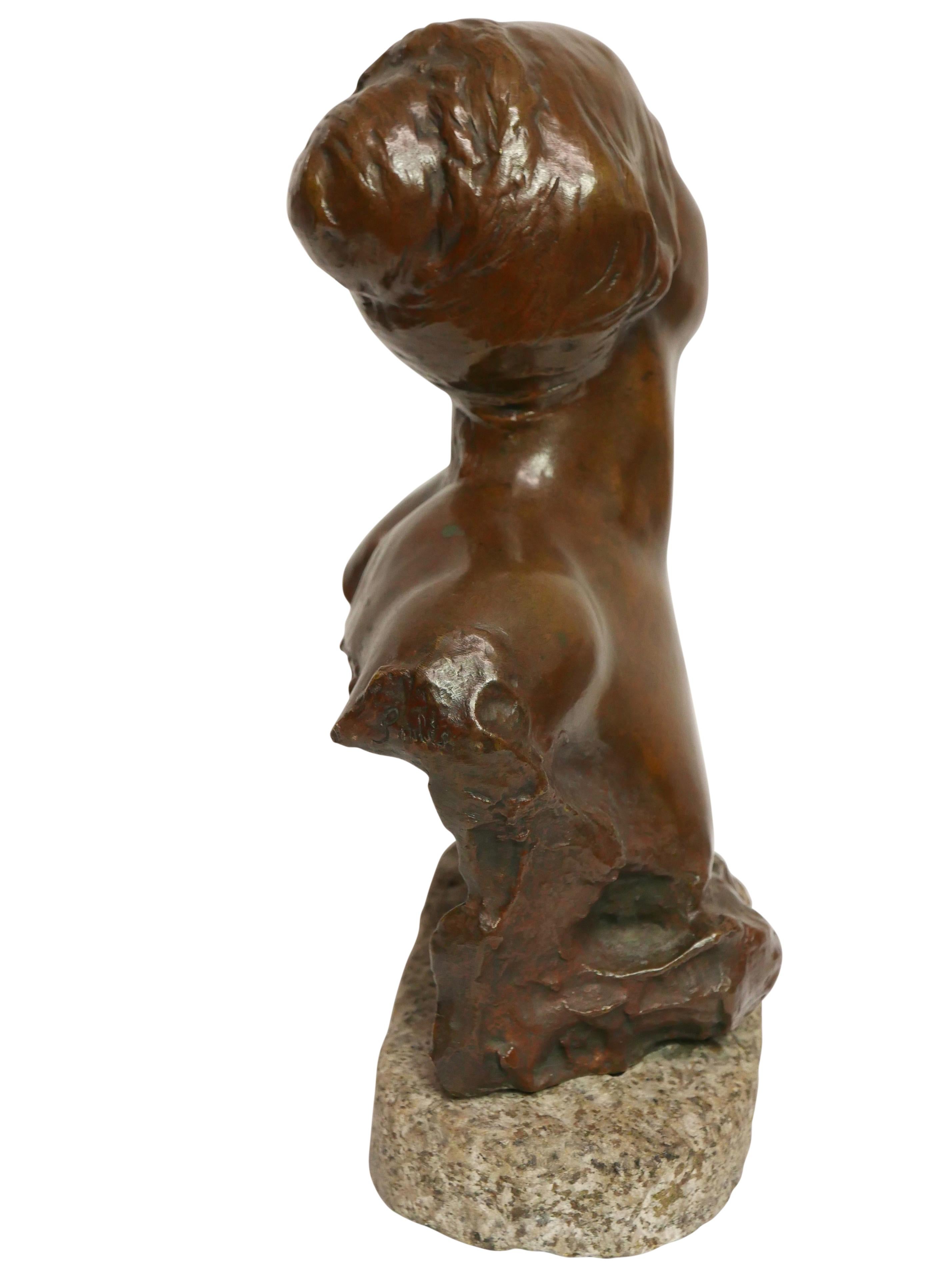 Female Bronze Bust Sculpture by Felix Soules, French 19th Century 3