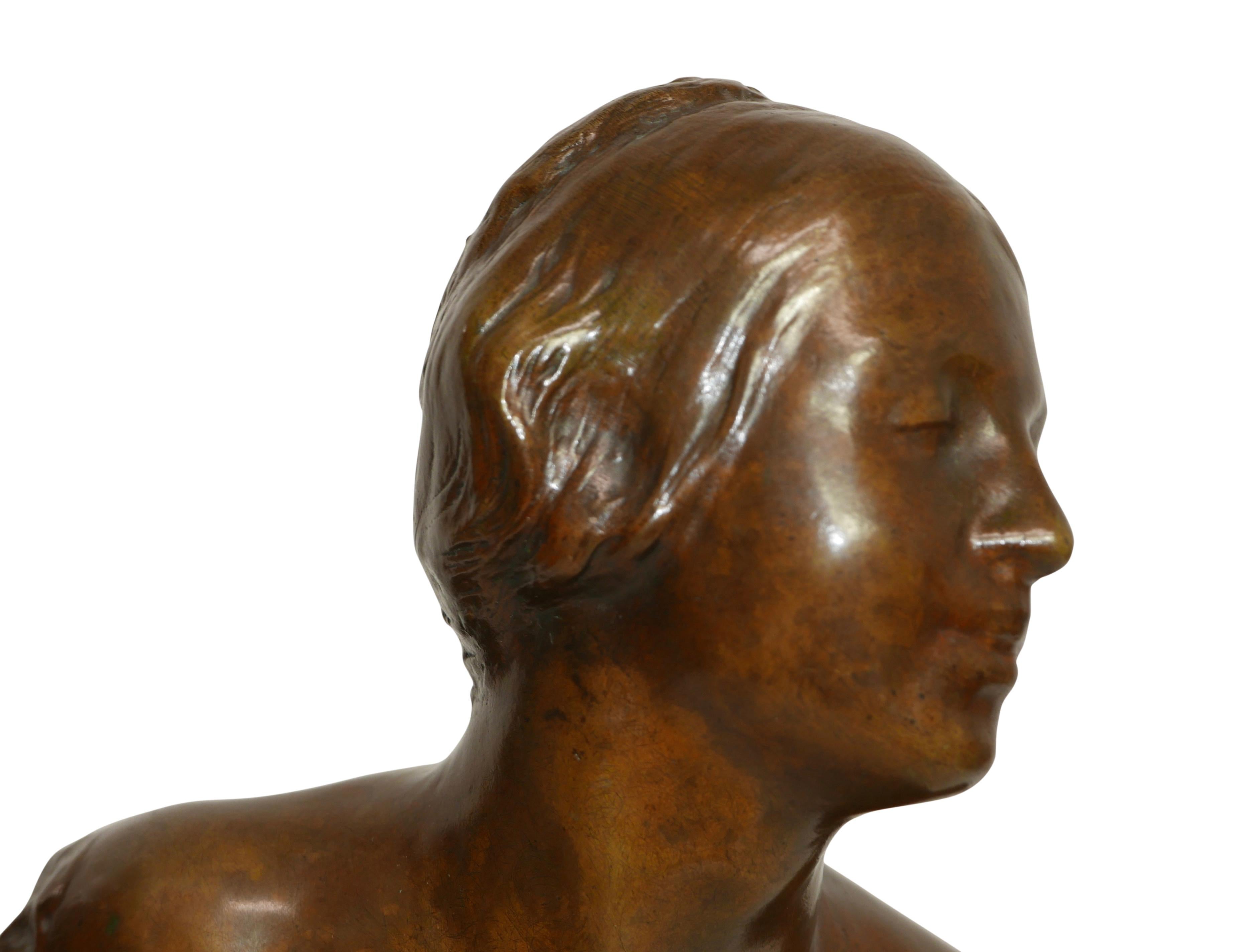 Female Bronze Bust Sculpture by Felix Soules, French 19th Century 4