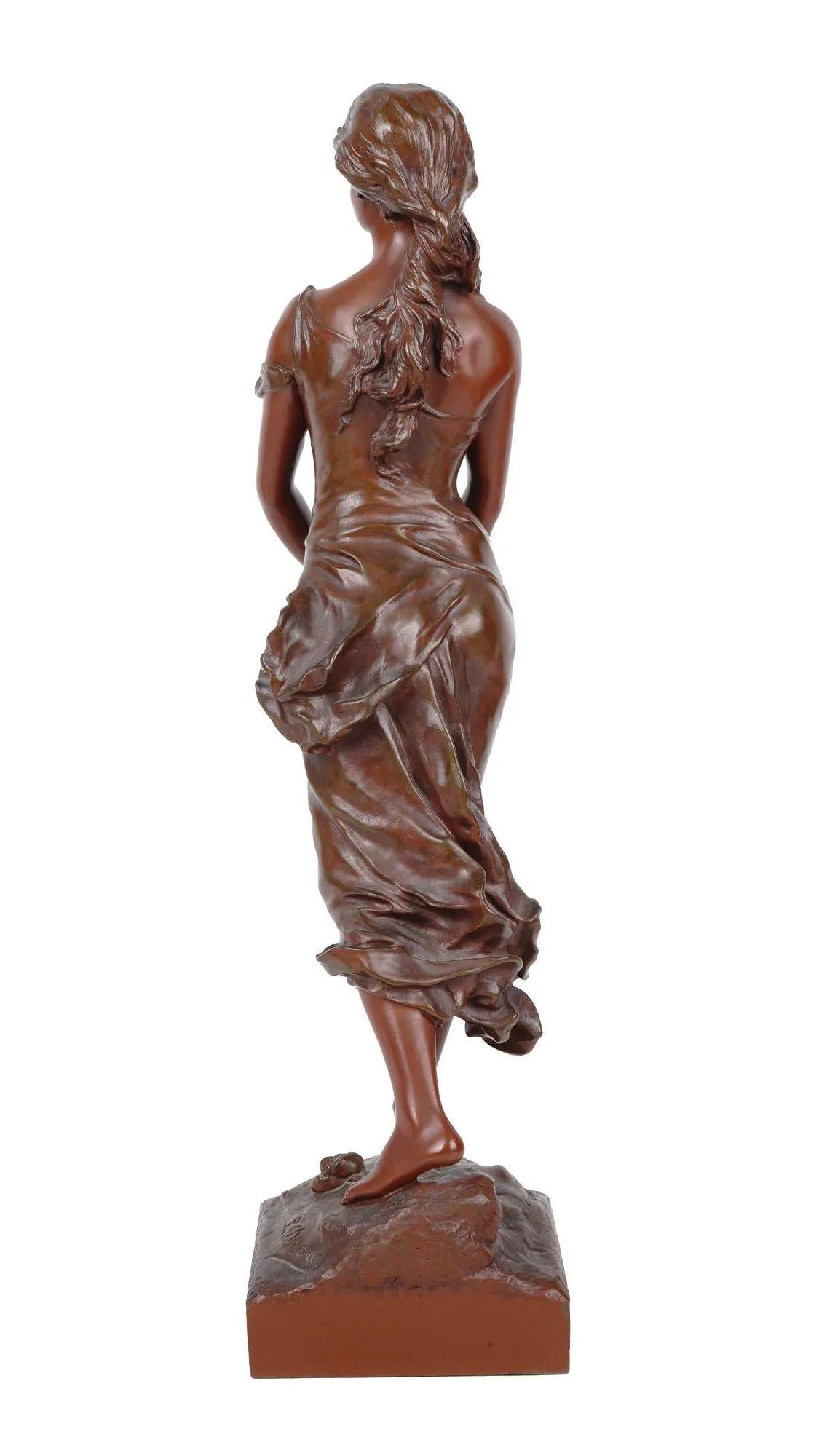 Female Bronze Figurine After Edouard Drouot  In Good Condition For Sale In New York, NY