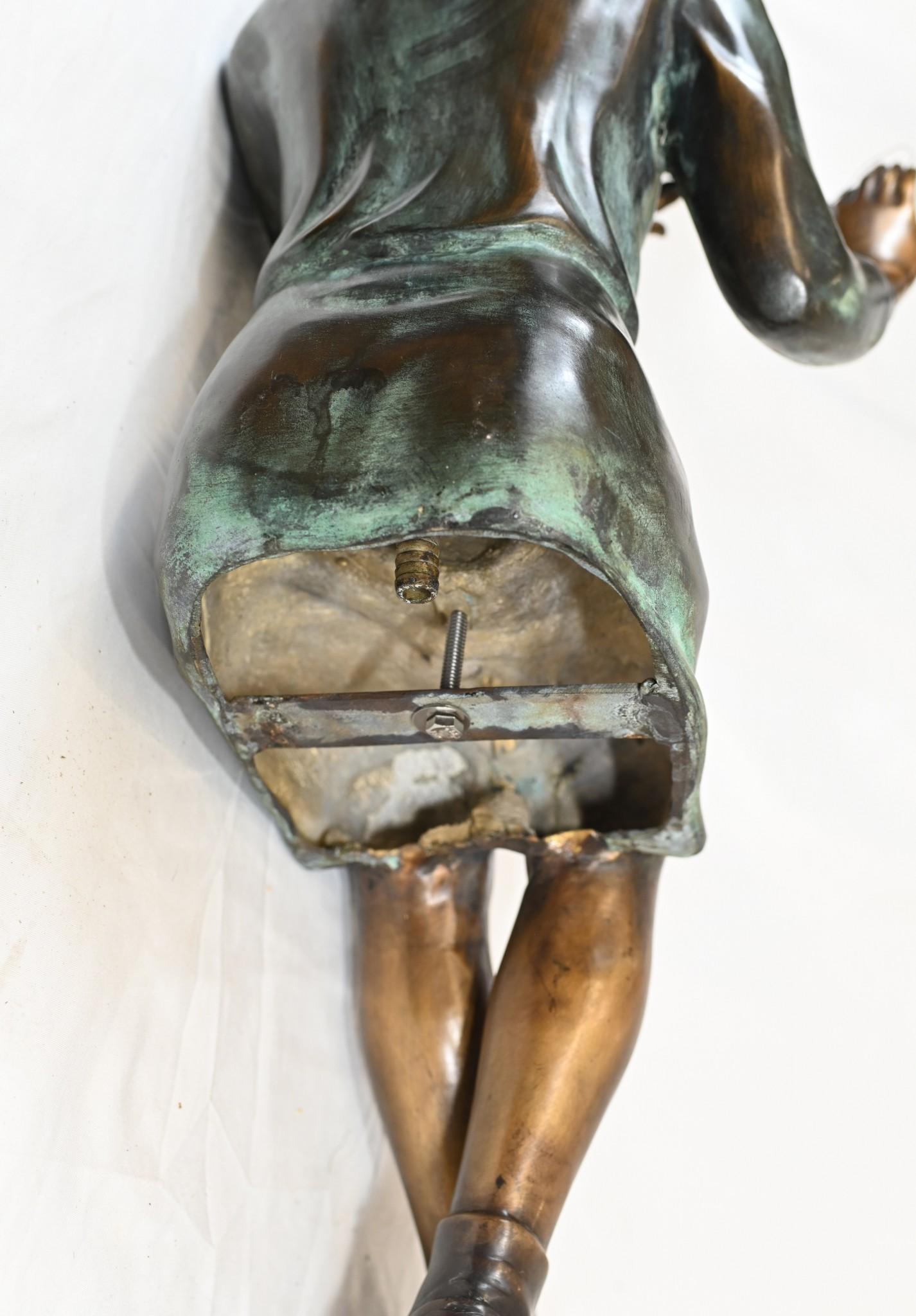 Female Bronze Flute Player Statue Seated Girl Casting 3