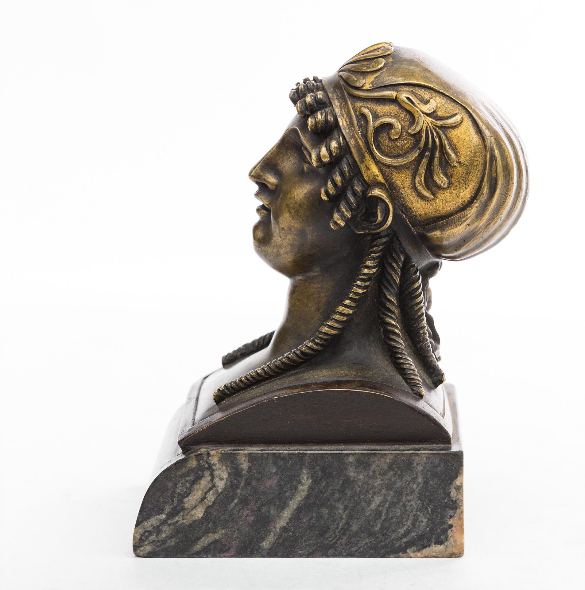 European Female Bust, Empire Cabinet Sculpture, Ormolu, 20th Century For Sale