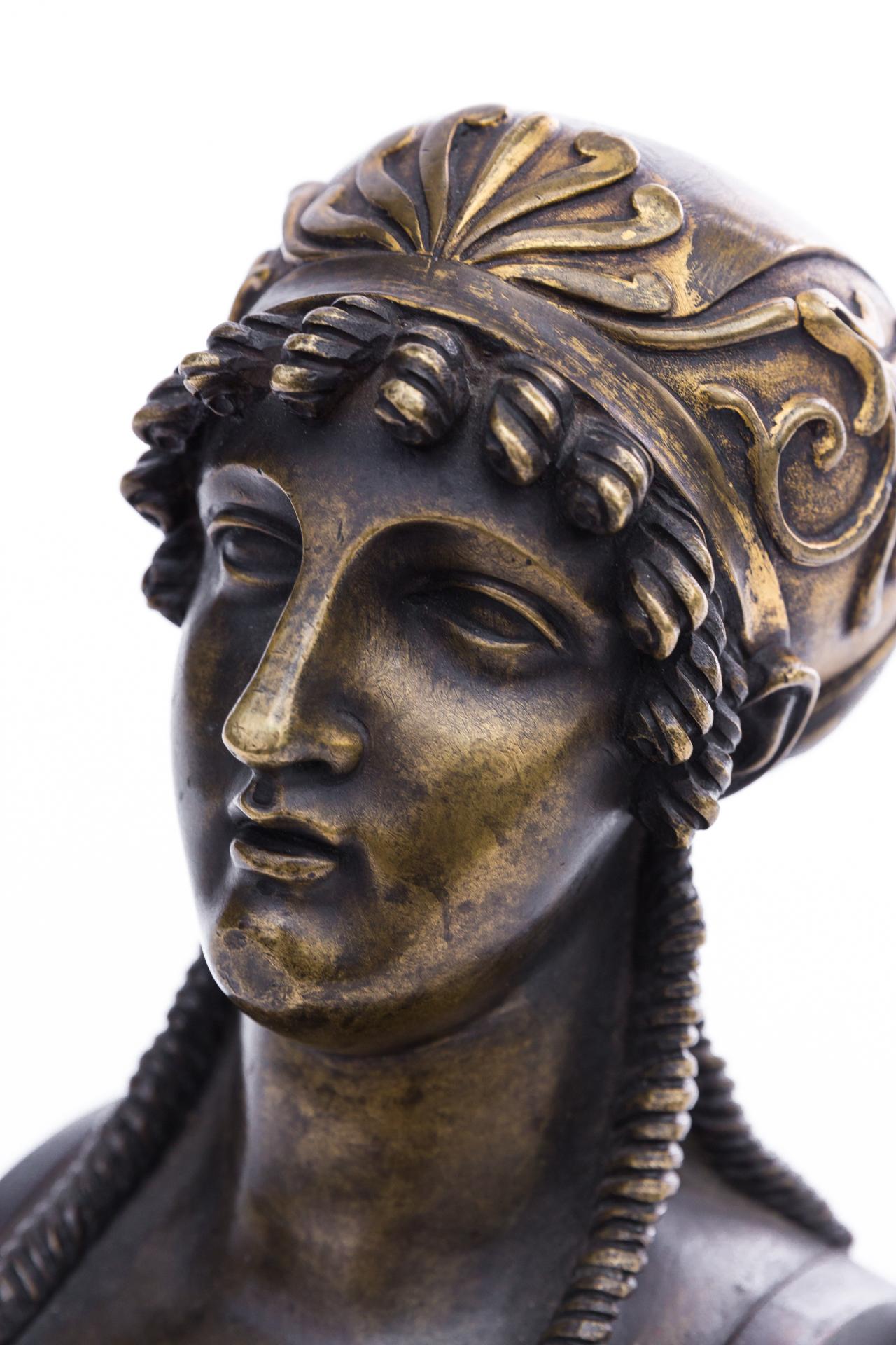 Gilt Female Bust, Empire Cabinet Sculpture, Ormolu, 20th Century For Sale
