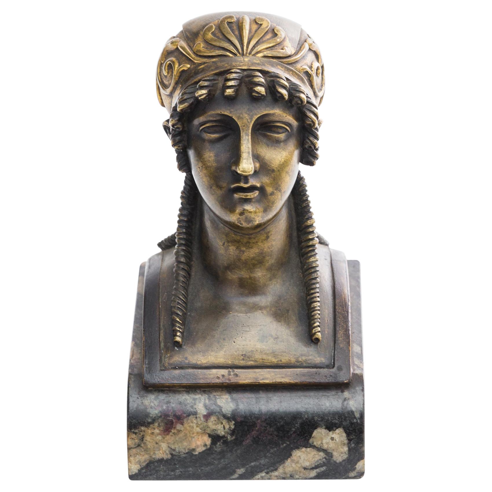 Female Bust, Empire Cabinet Sculpture, Ormolu, 20th Century For Sale