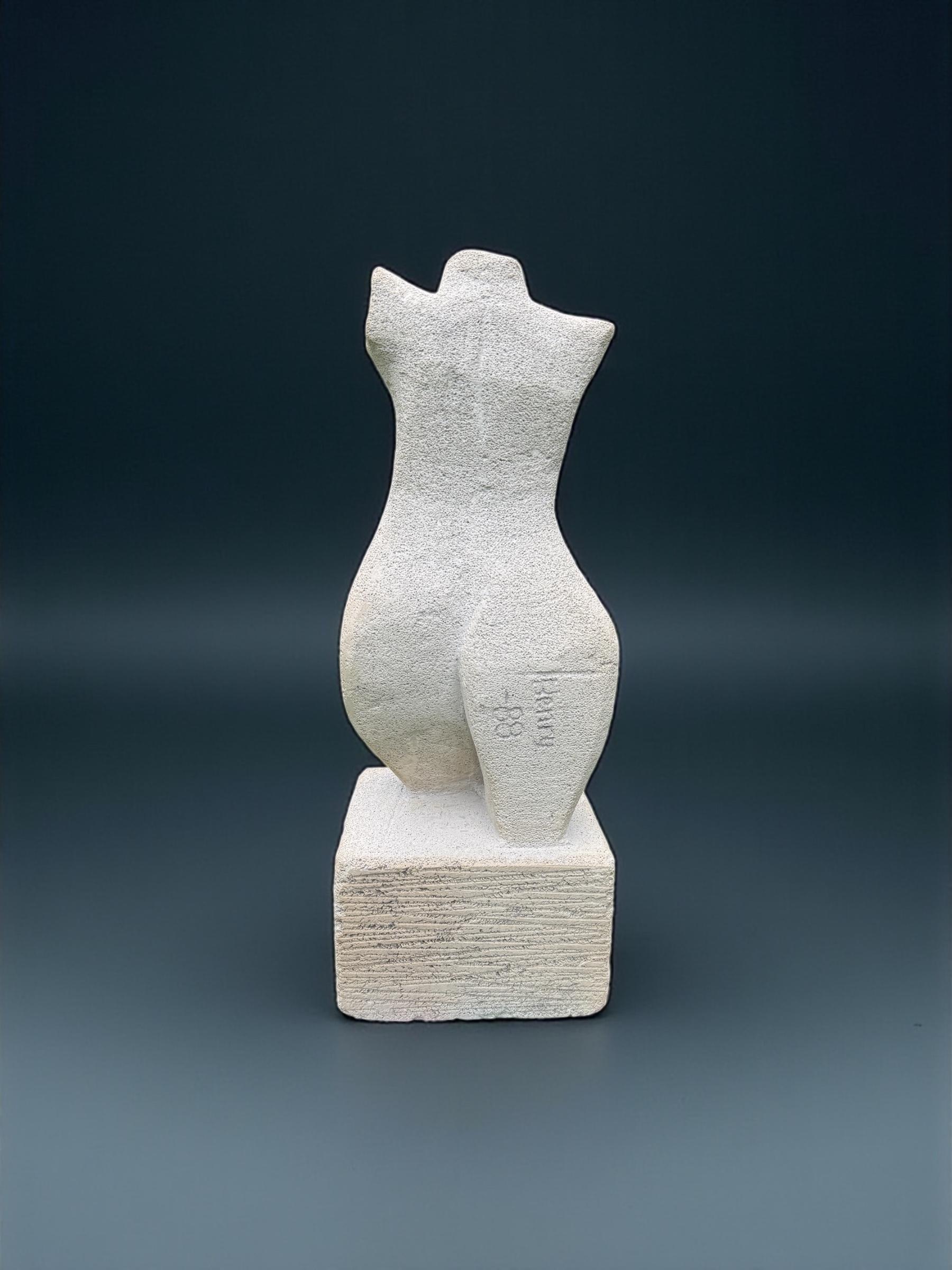Scandinavian Modern Female Bust Figure Carved Sculpture of Aerated Concrete, Denmark 1980's For Sale
