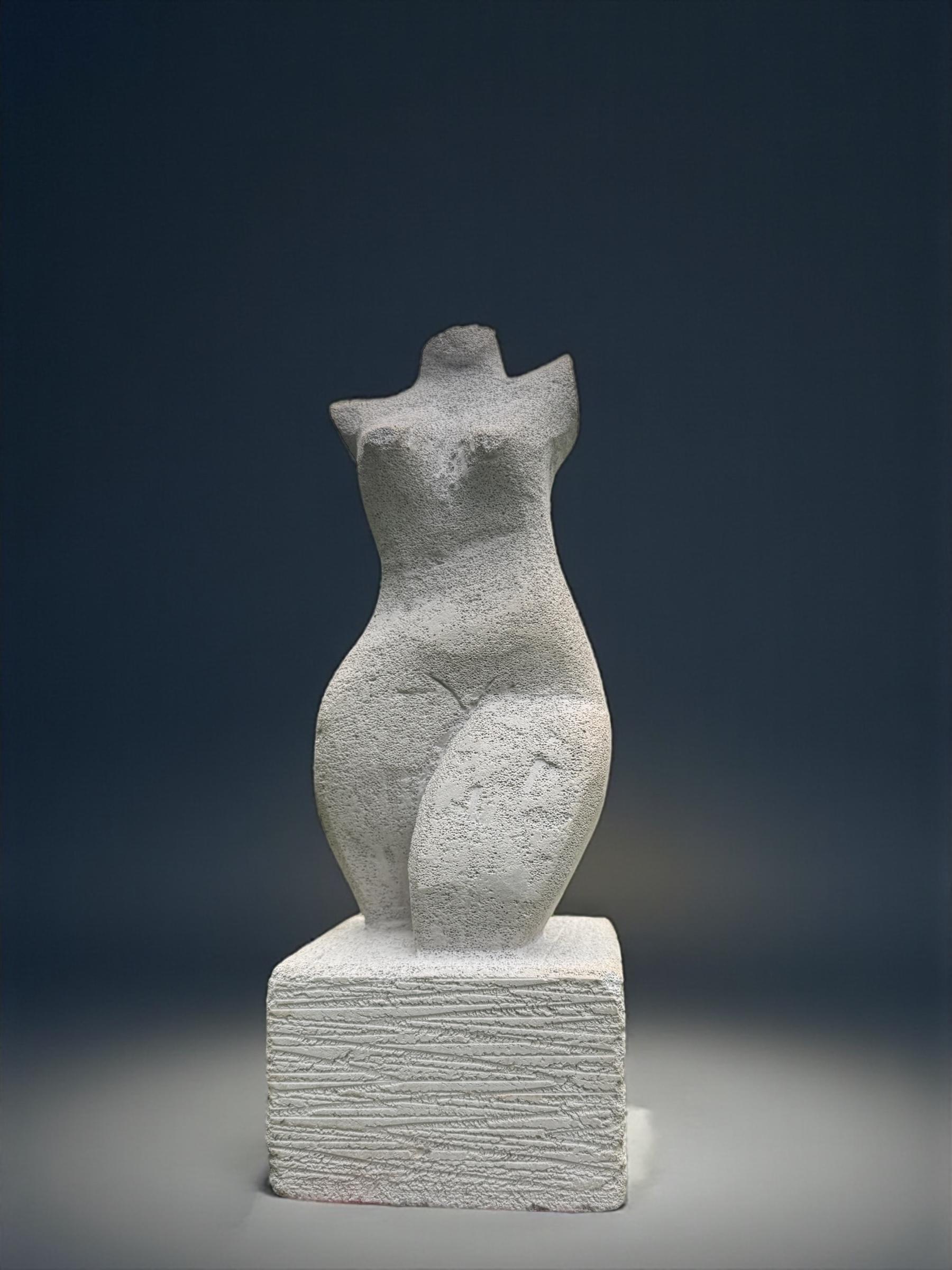 Female Bust Figure Carved Sculpture of Aerated Concrete, Denmark 1980's For Sale 1