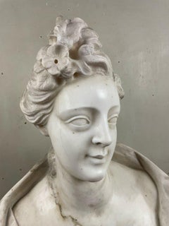 Female Bust In Carrara Marble, Late 18th Century, Northern Italy