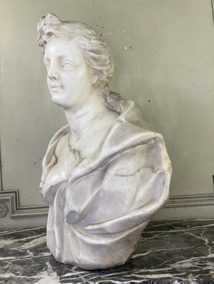 Female Bust In Carrara Marble, Late 18th Century, Northern Italy For Sale 3