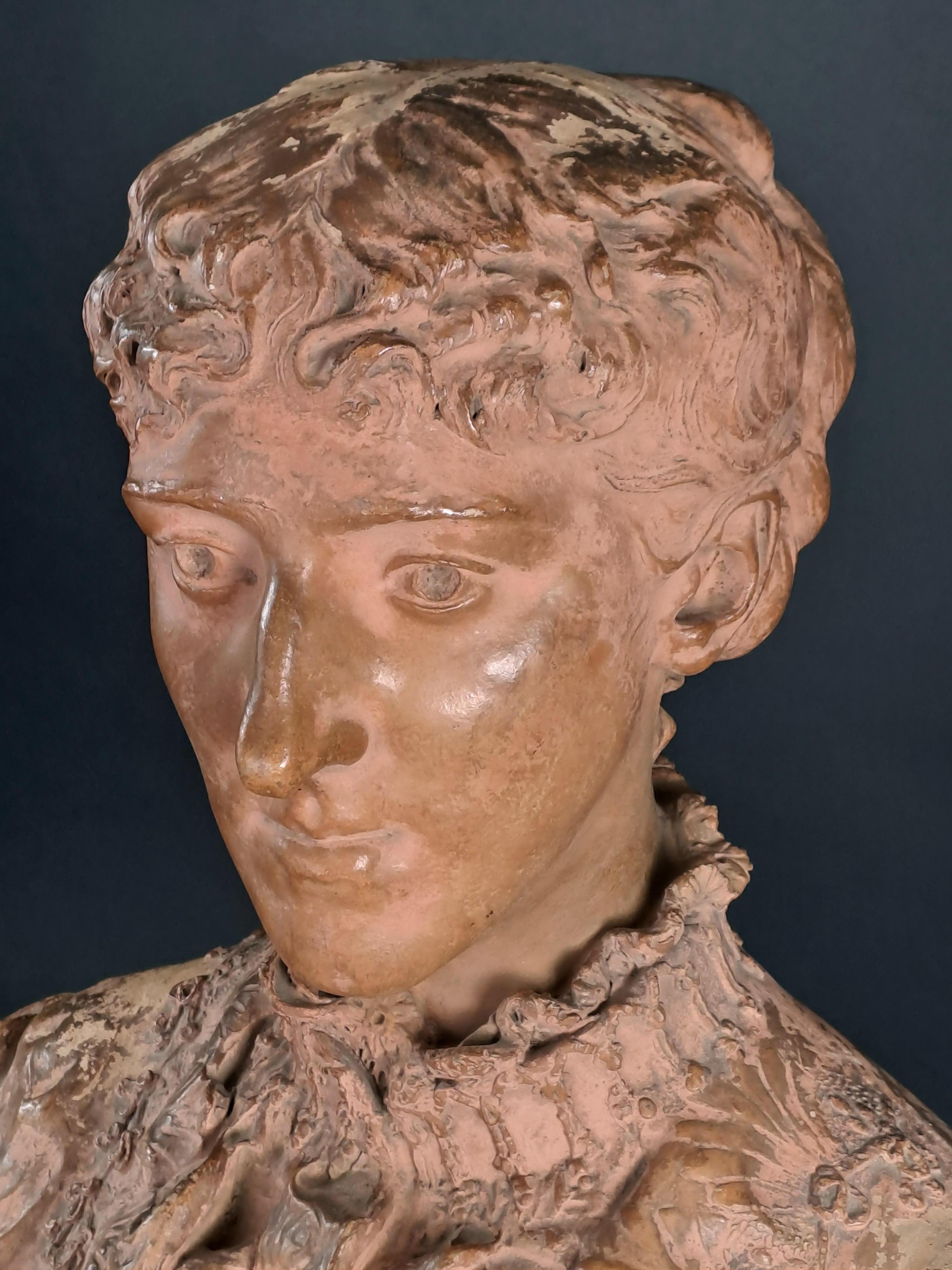 Terracotta Busto femminile in terracotta firmato Denys Puech in vendita