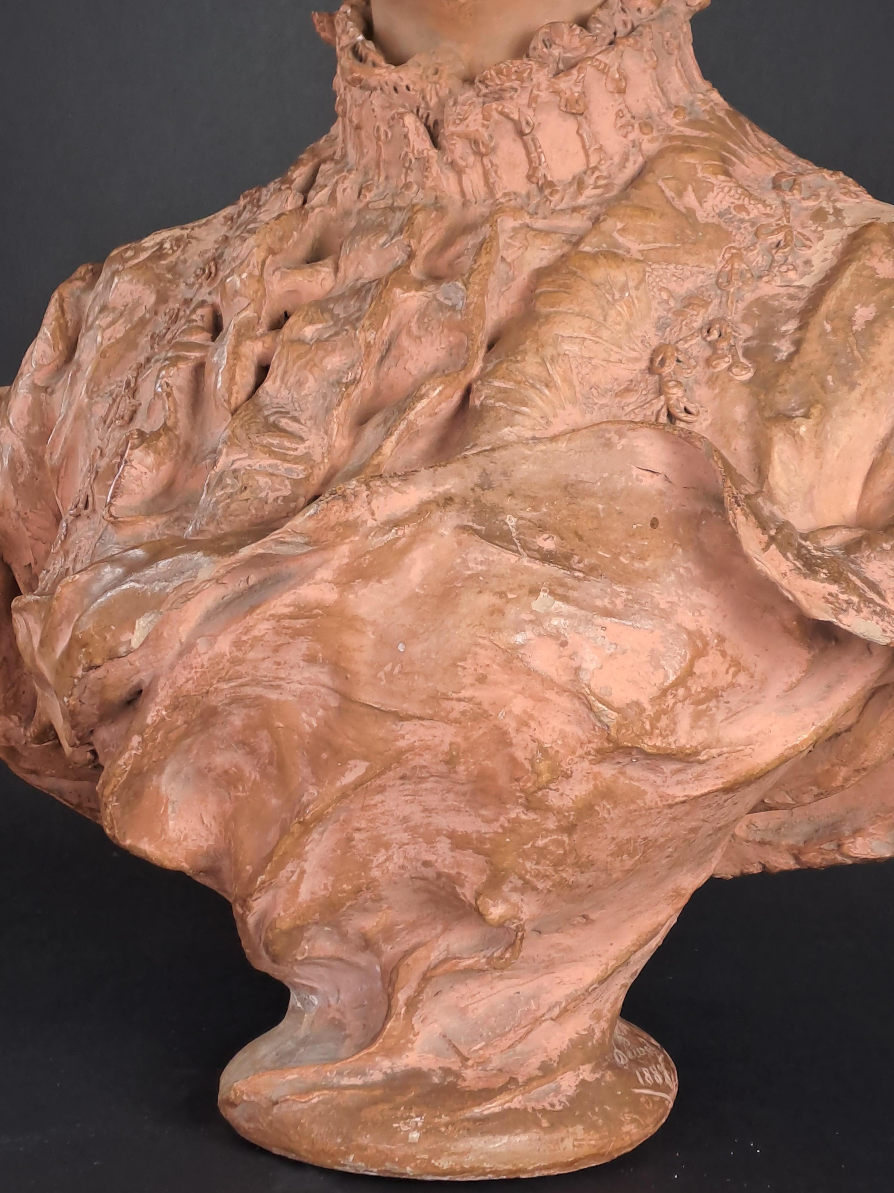 Busto femminile in terracotta firmato Denys Puech in vendita 1