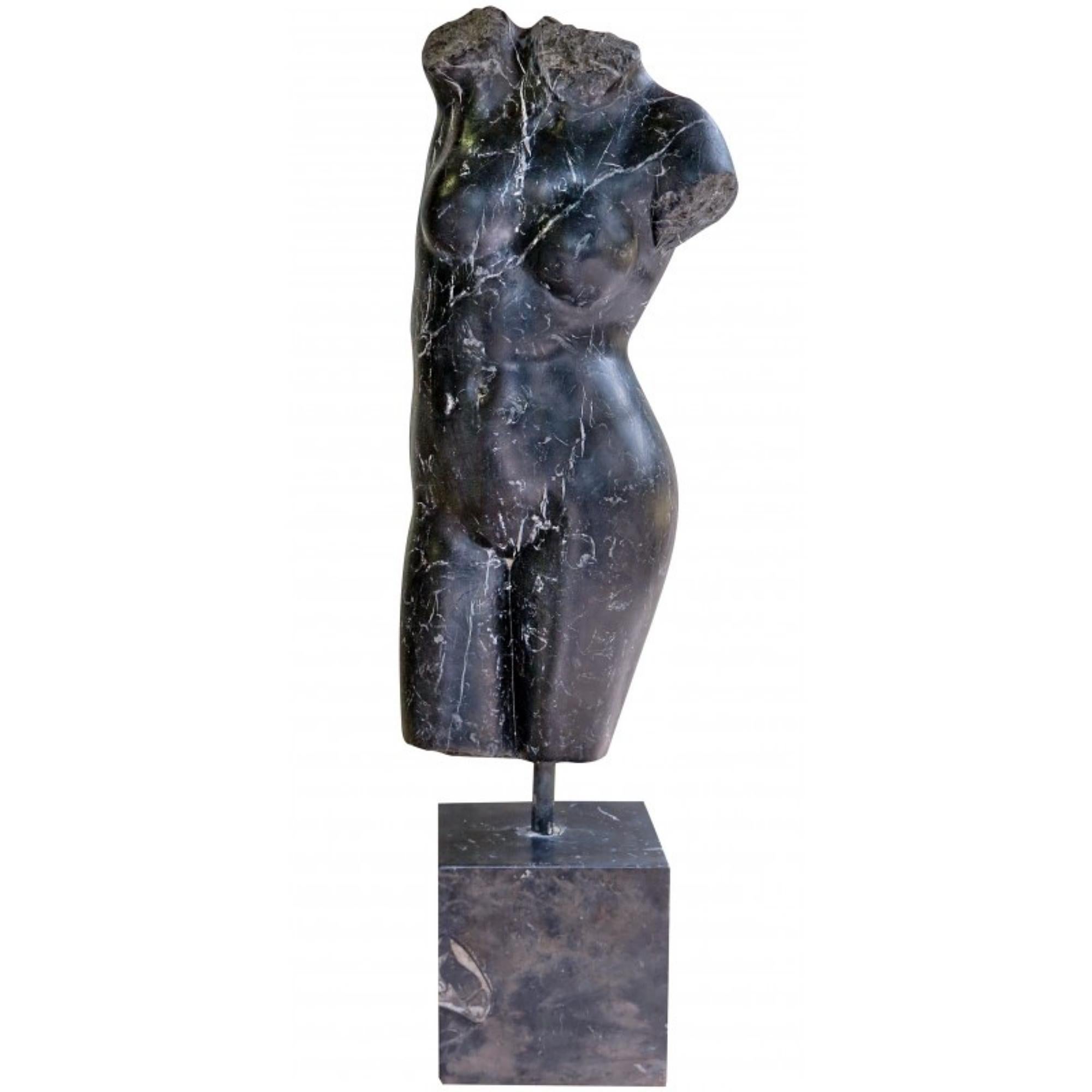 Italian Female Bust, Roman Venus in Black Marble Early 20th Century