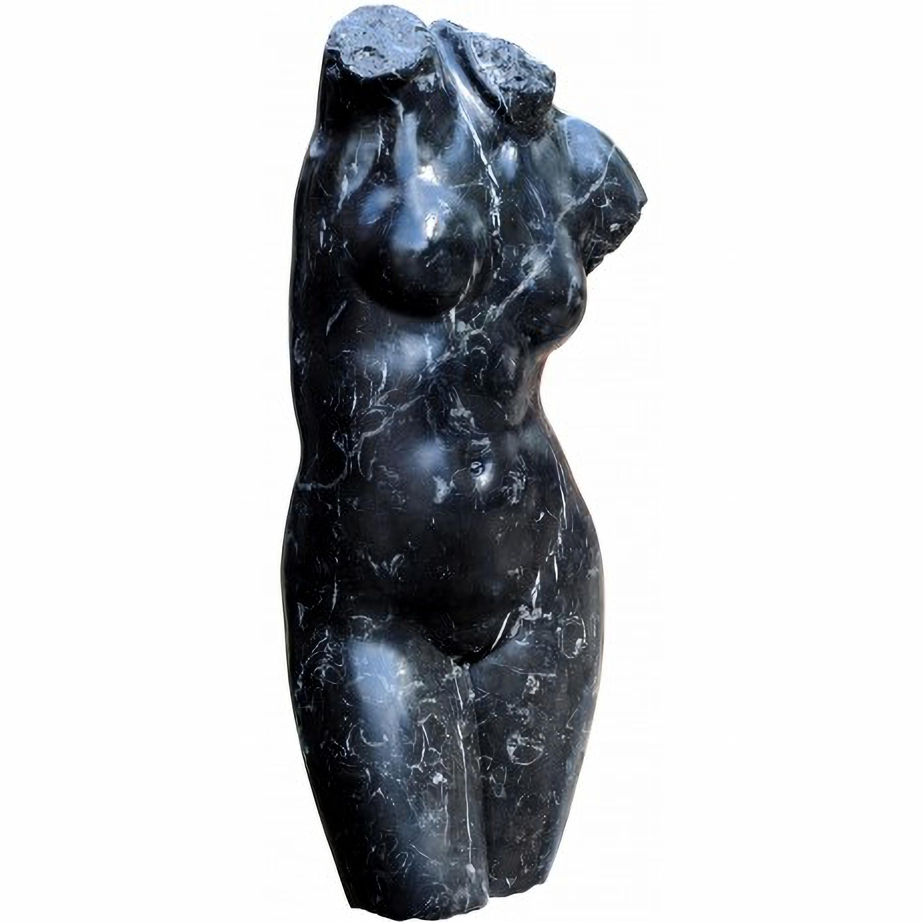 Hand-Crafted Female Bust, Roman Venus in Black Marble Early 20th Century