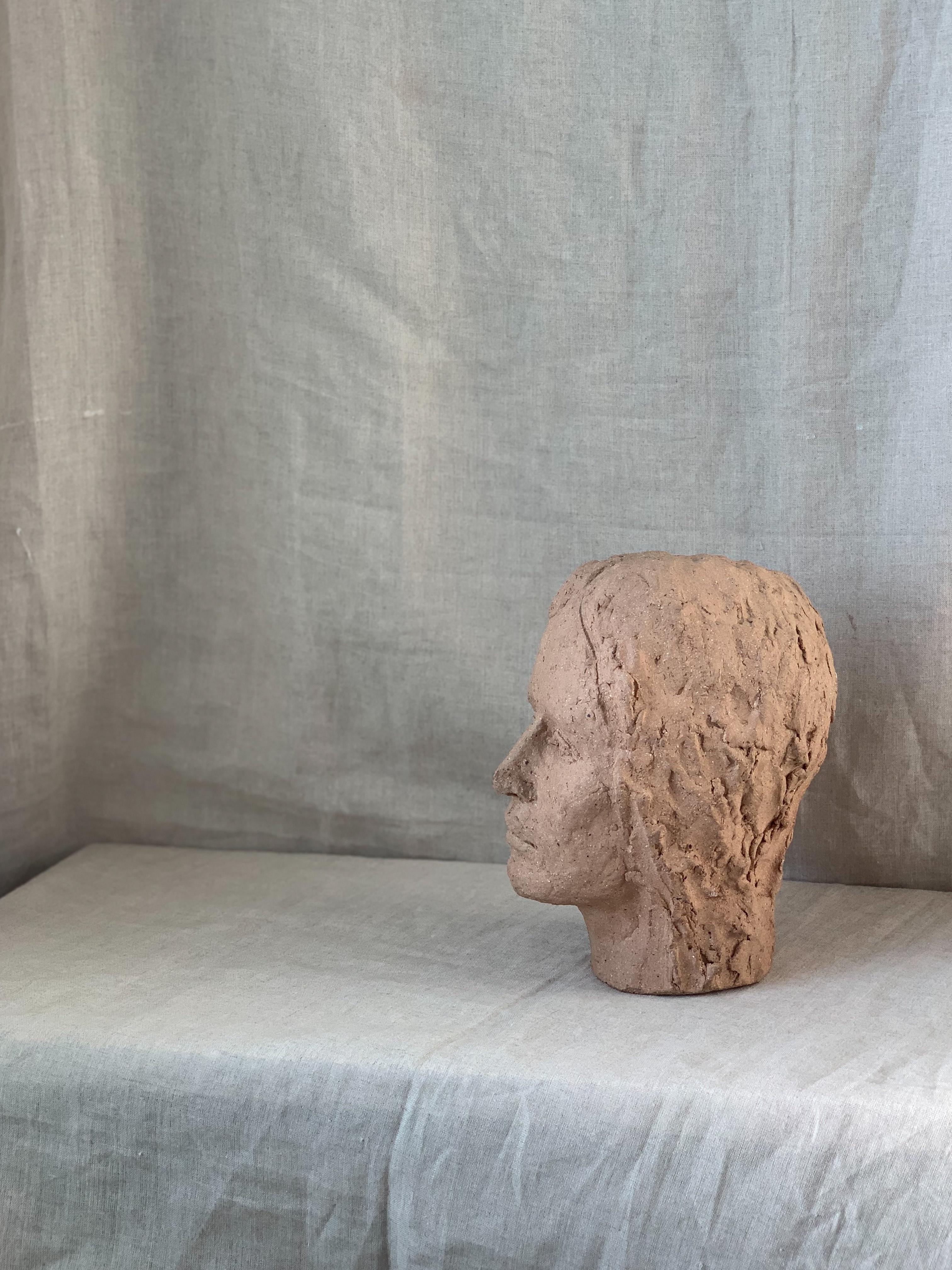 19th Century Clay Female Portrait Bust Sculpture  For Sale