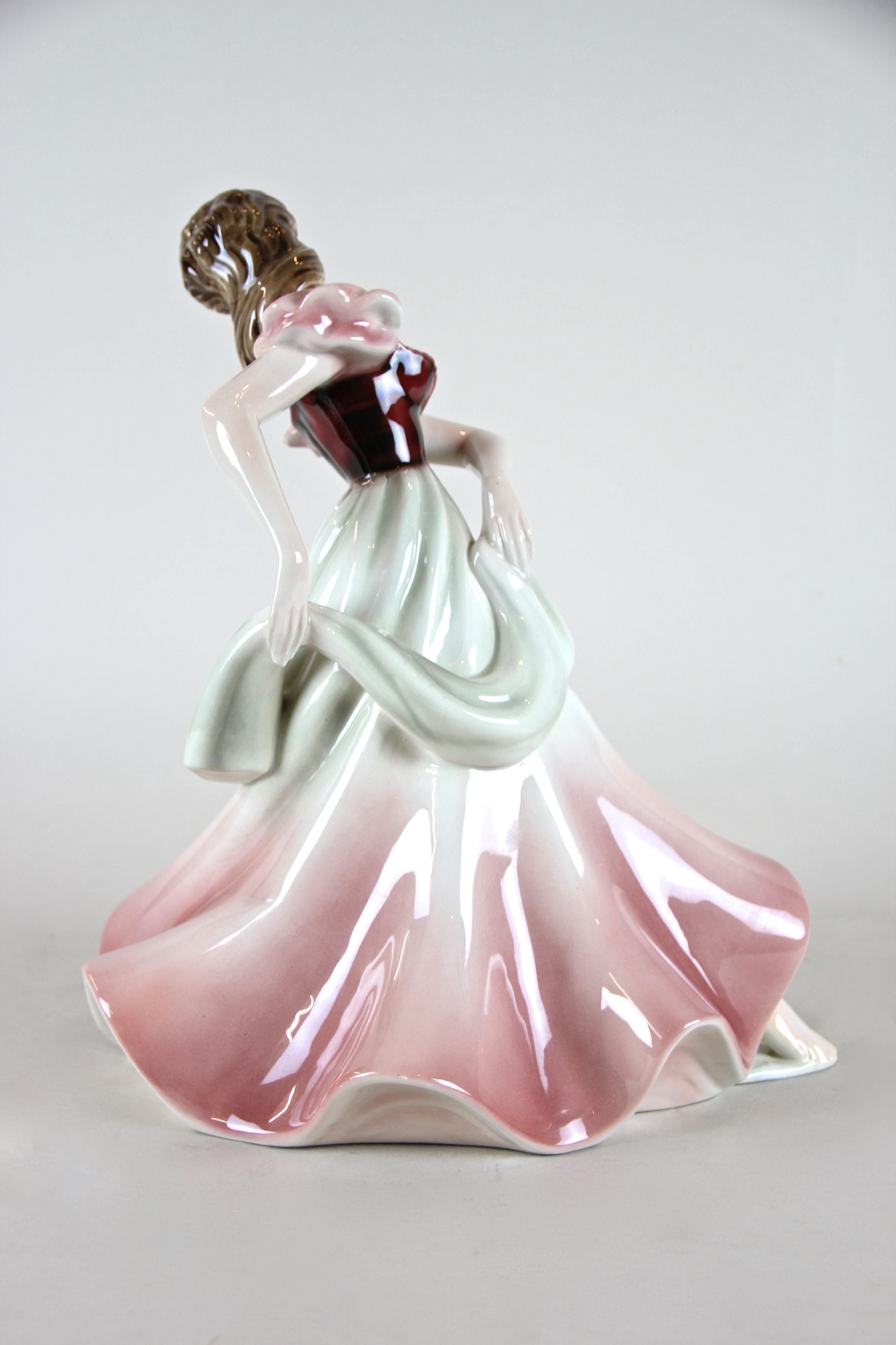 Hand-Painted Female Dancer Sculpture by Keramos Vienna Art Deco, Austria, circa 1925