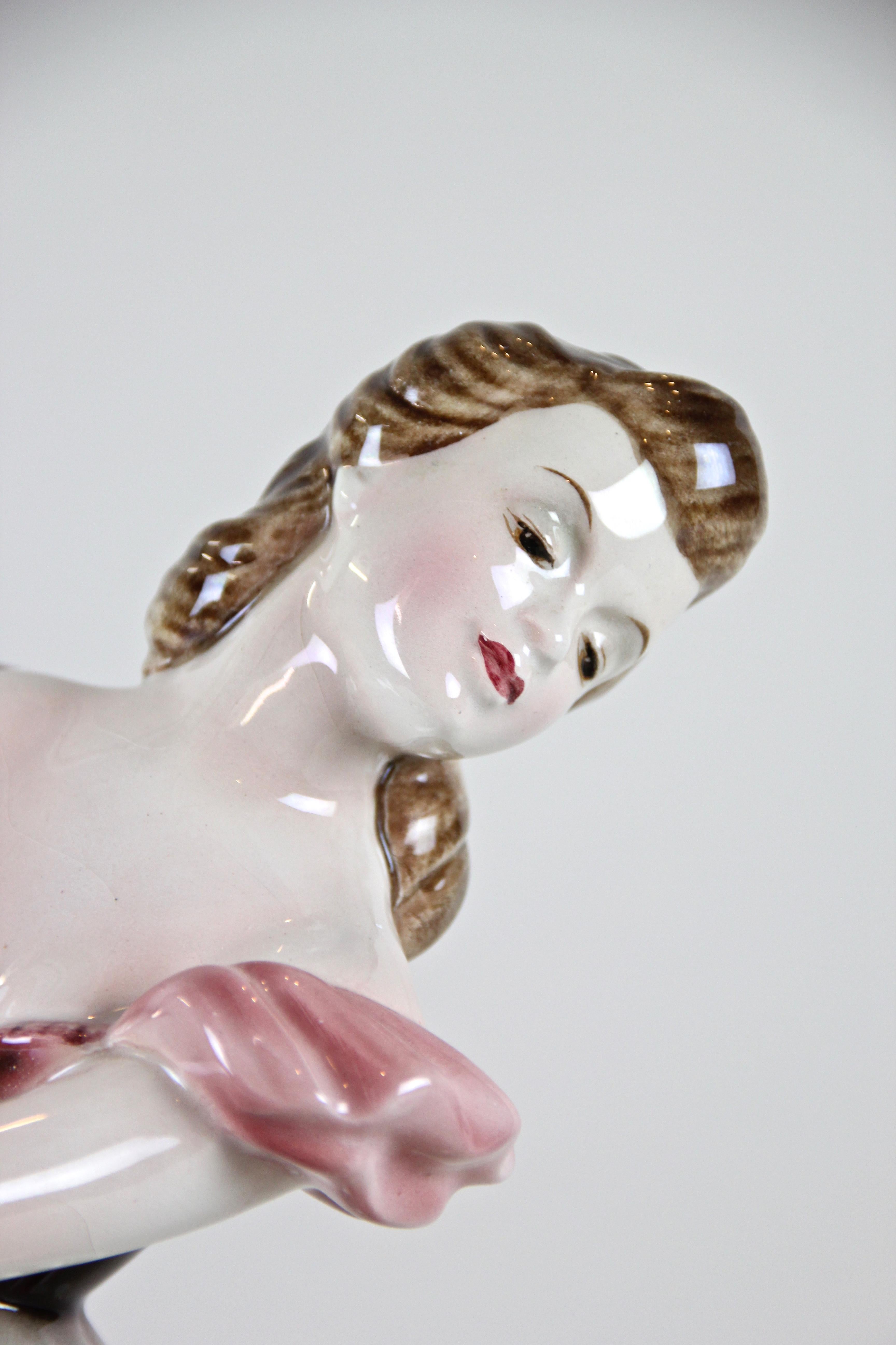 Ceramic Female Dancer Sculpture by Keramos Vienna Art Deco, Austria, circa 1925