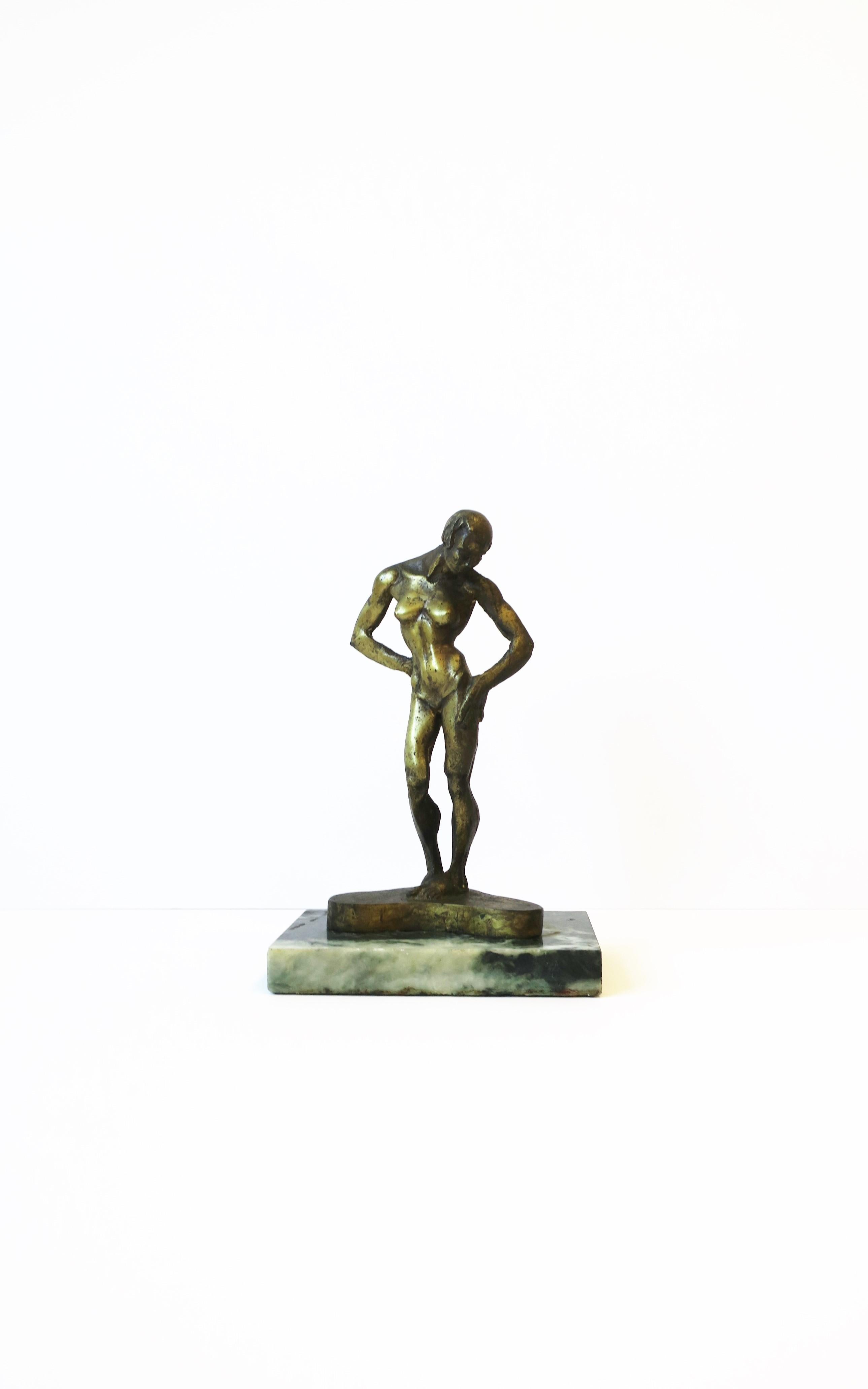 American Art Deco Female Bronze Sculpture by Michael Shacham, 1977 For Sale