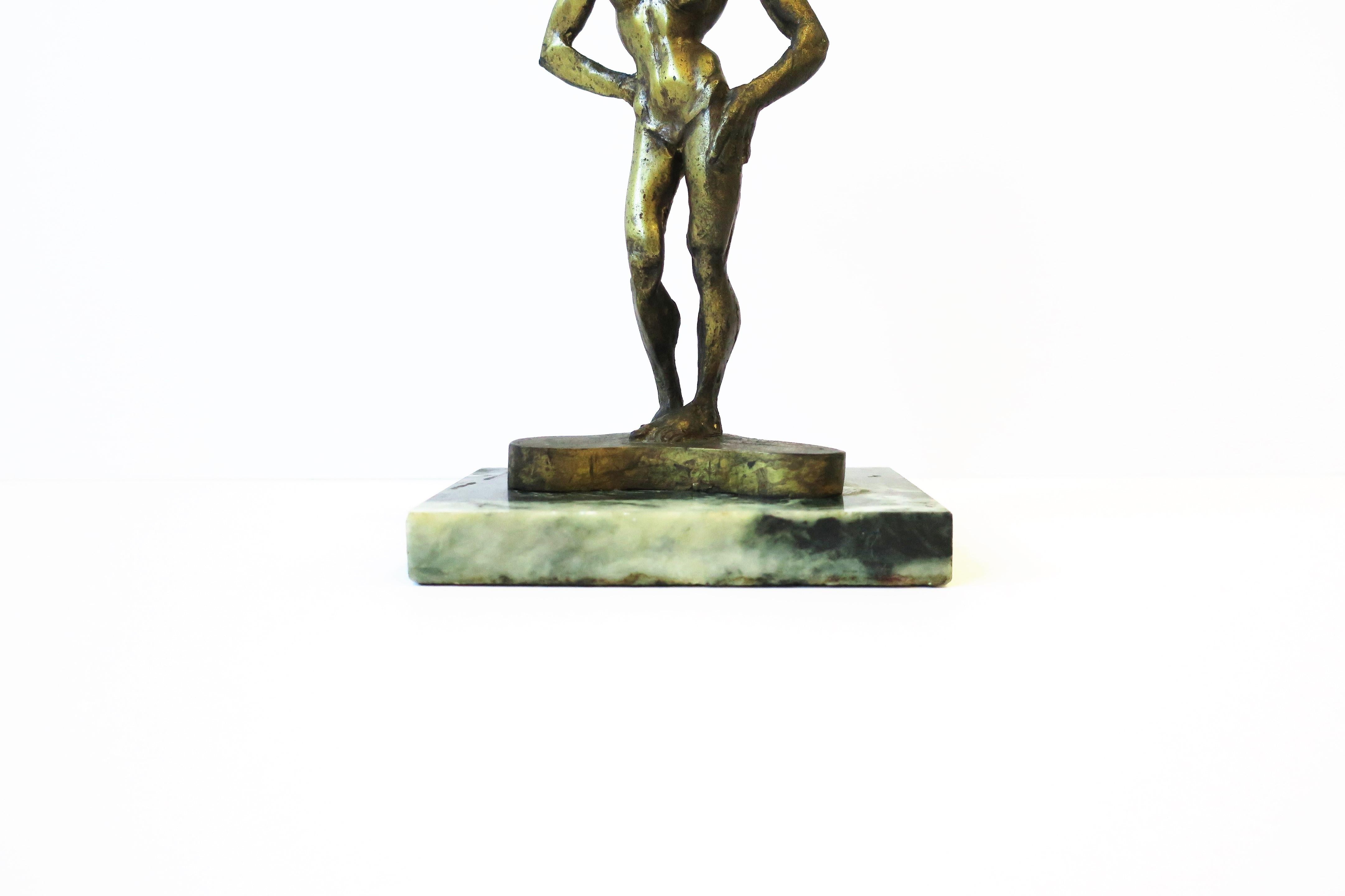 Gilt Art Deco Female Bronze Sculpture by Michael Shacham, 1977 For Sale