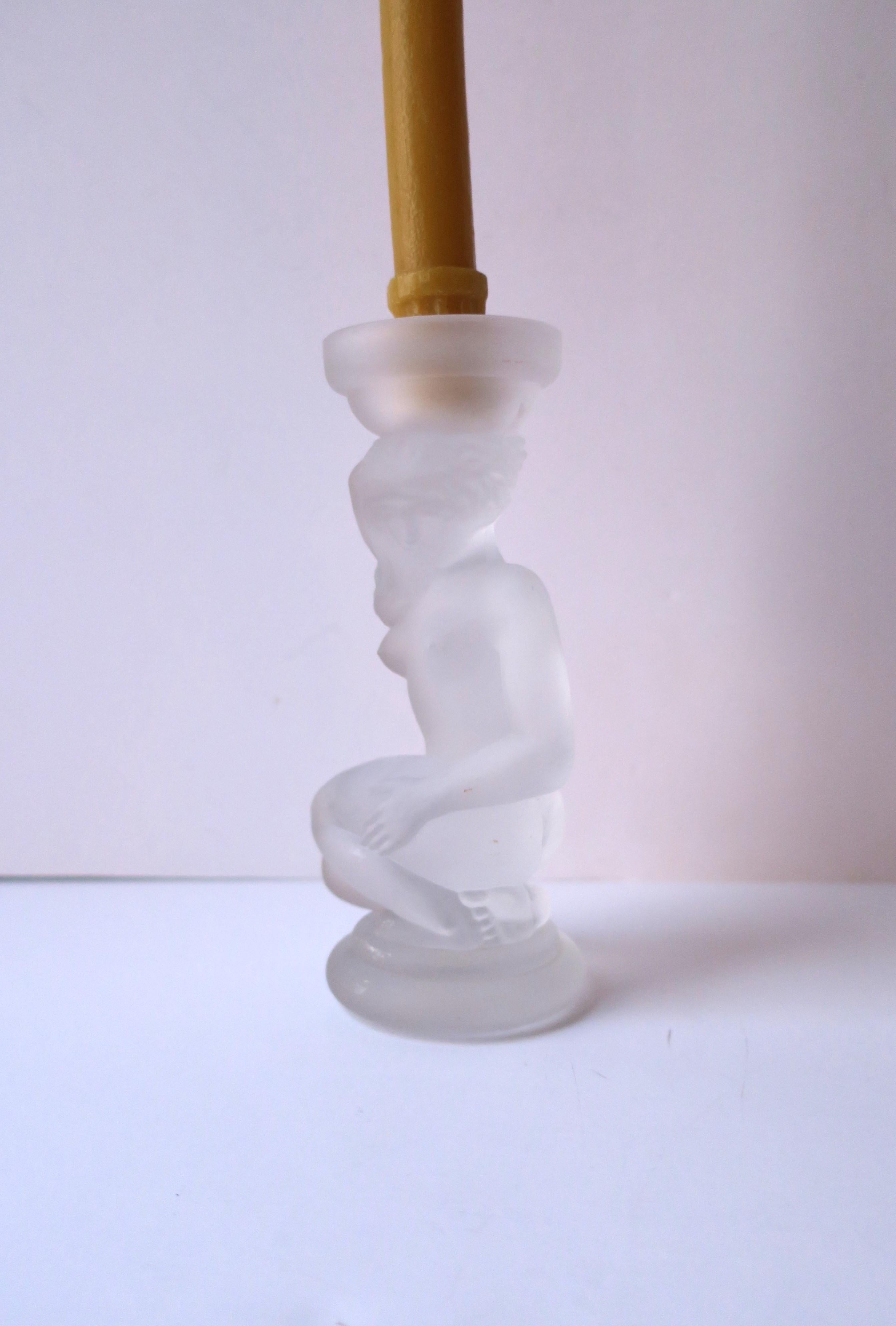 Female Figurative Sculpture Candlestick Holder styled after Lalique Art Nouveau For Sale 3