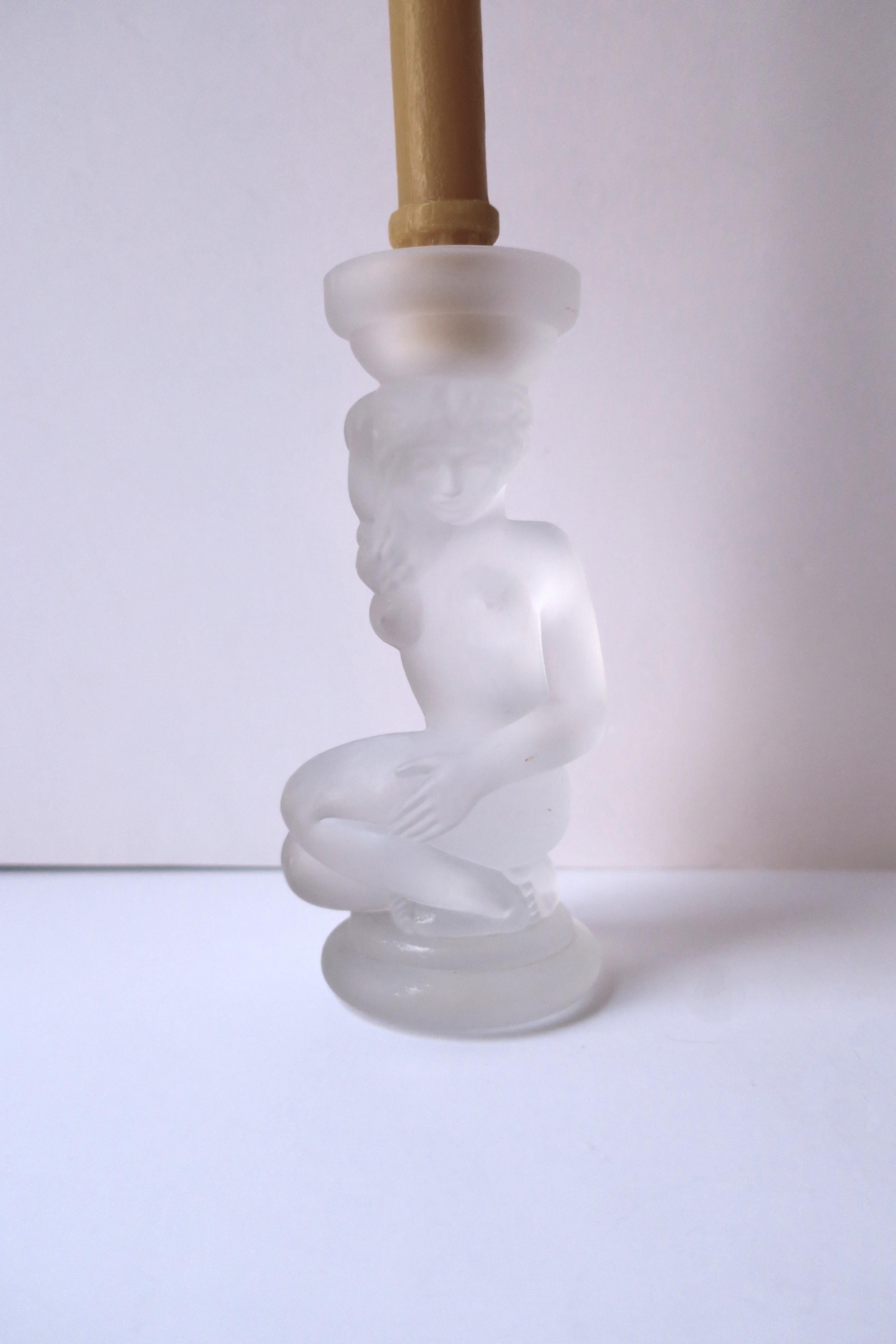 Female Figurative Sculpture Candlestick Holder styled after Lalique Art Nouveau For Sale 5