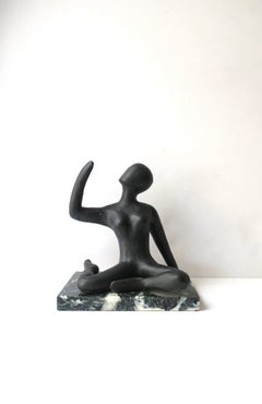 Female Figurative Sculpture on Marble Base