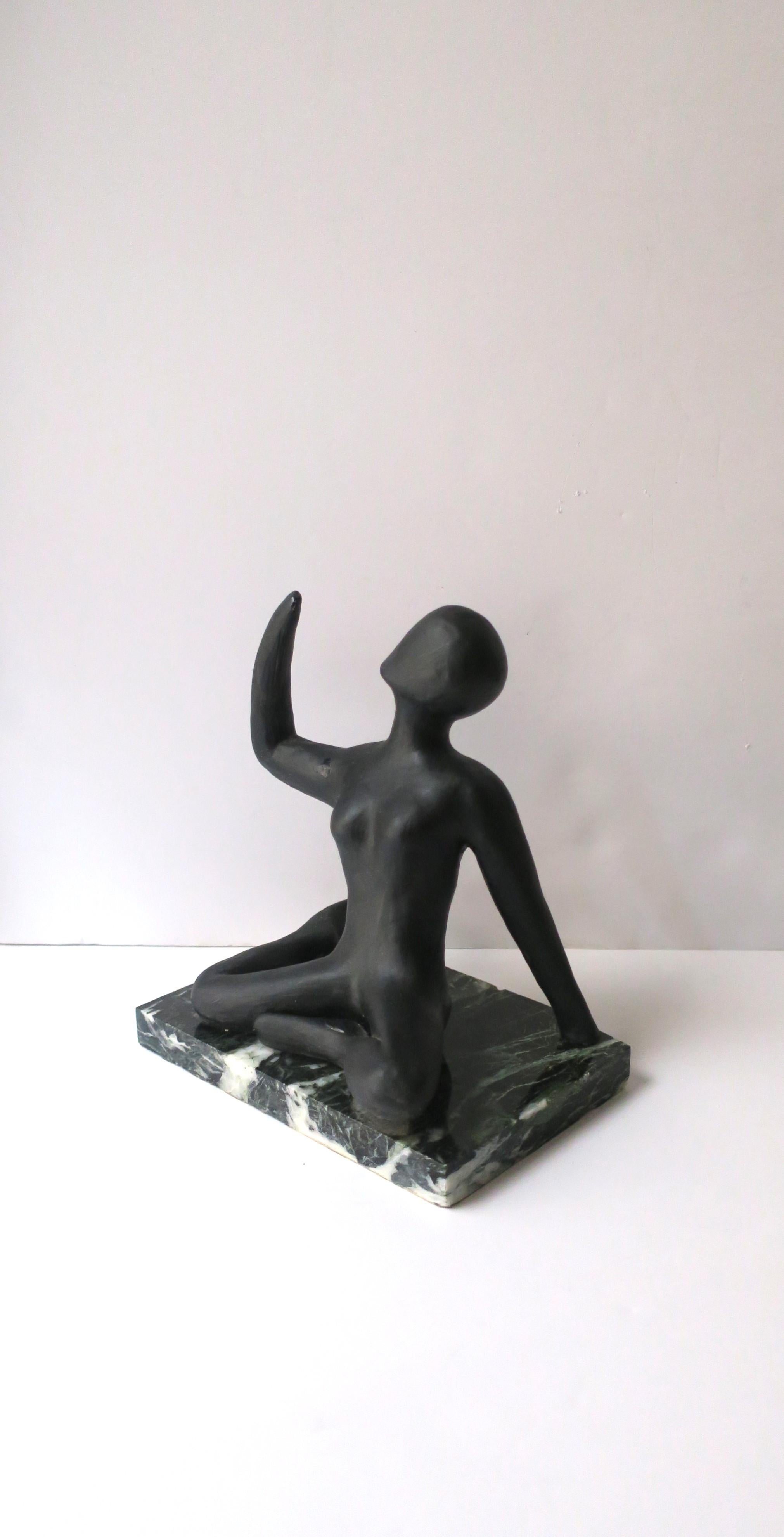 Mid-Century Modern Female Figurative Sculpture on Marble Base For Sale