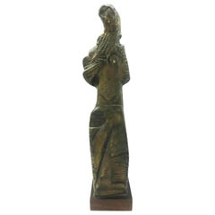 Vintage Female Figure 'Abstract Woman Bronze Sculpture'