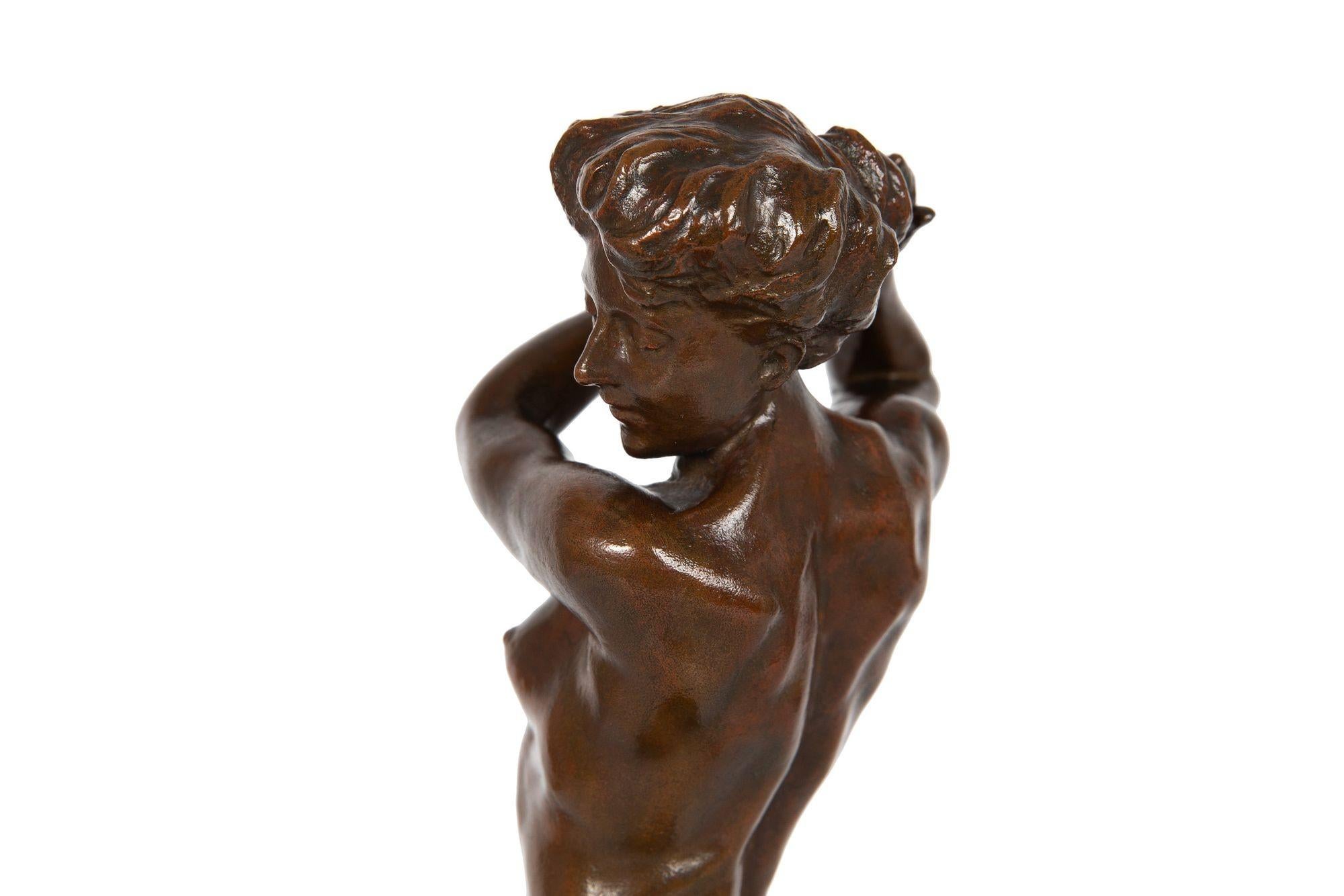 “Female Golfer” '1909' French Antique Bronze Sculpture by Jacques Loysel 6