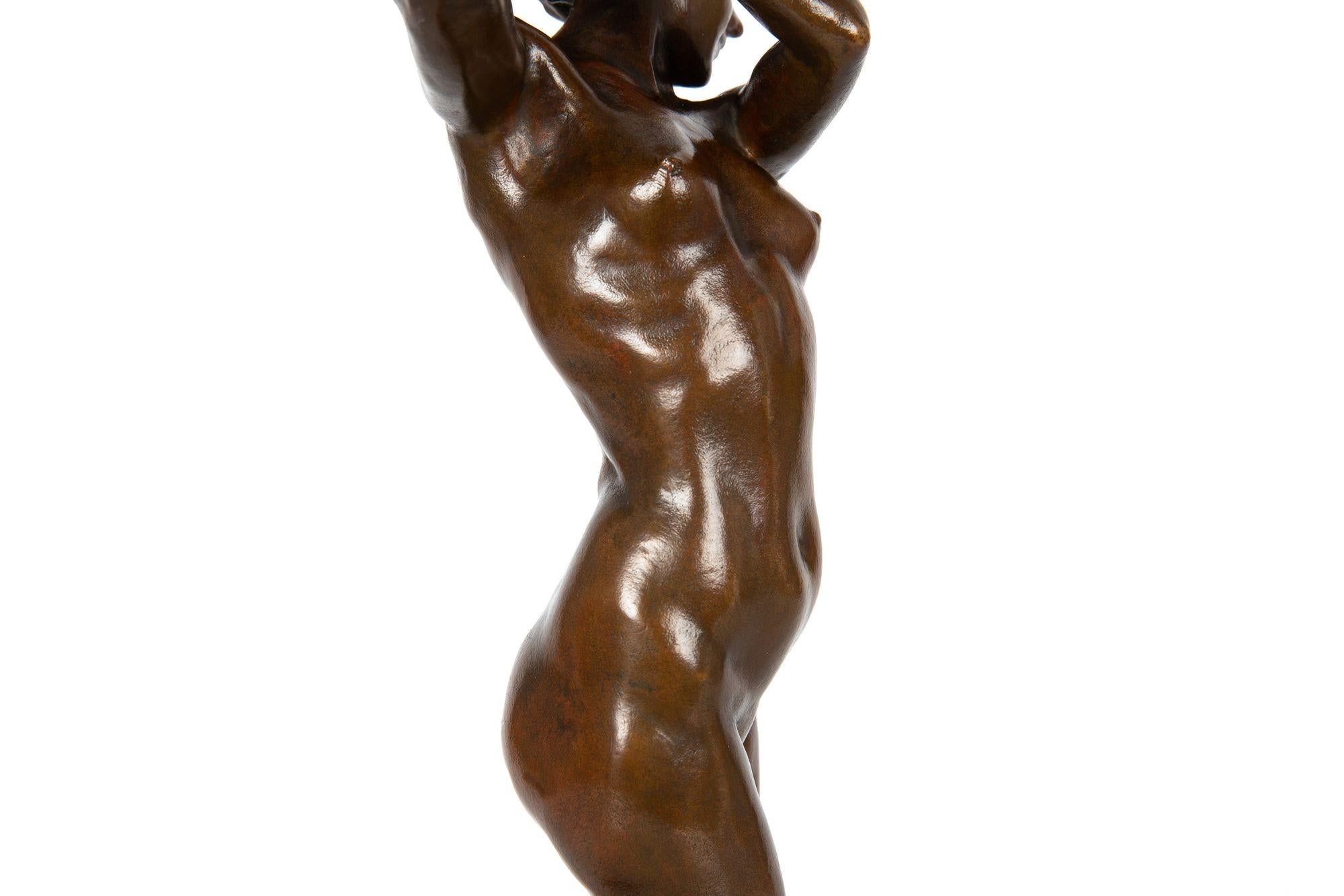 “Female Golfer” '1909' French Antique Bronze Sculpture by Jacques Loysel 9