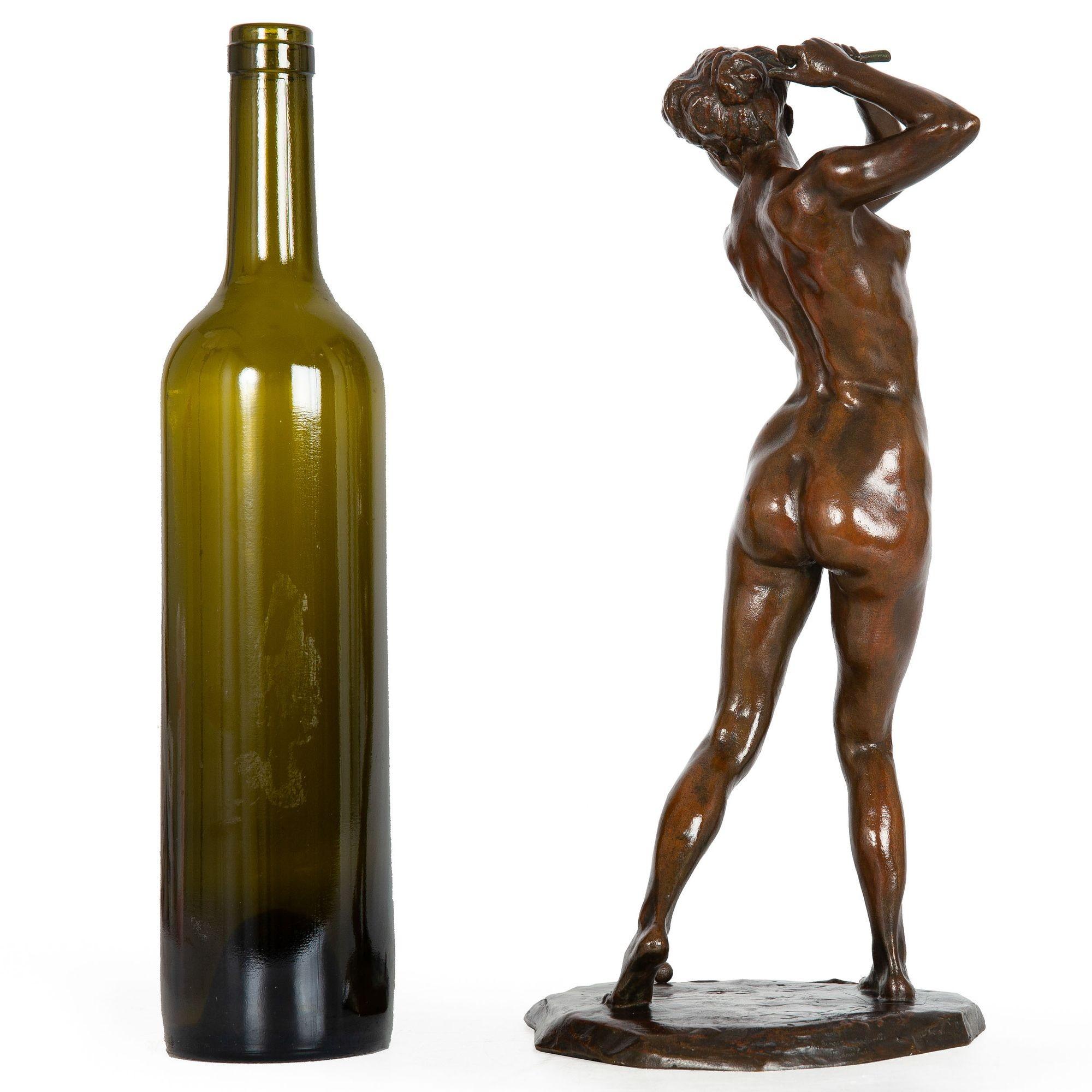 20th Century “Female Golfer” '1909' French Antique Bronze Sculpture by Jacques Loysel