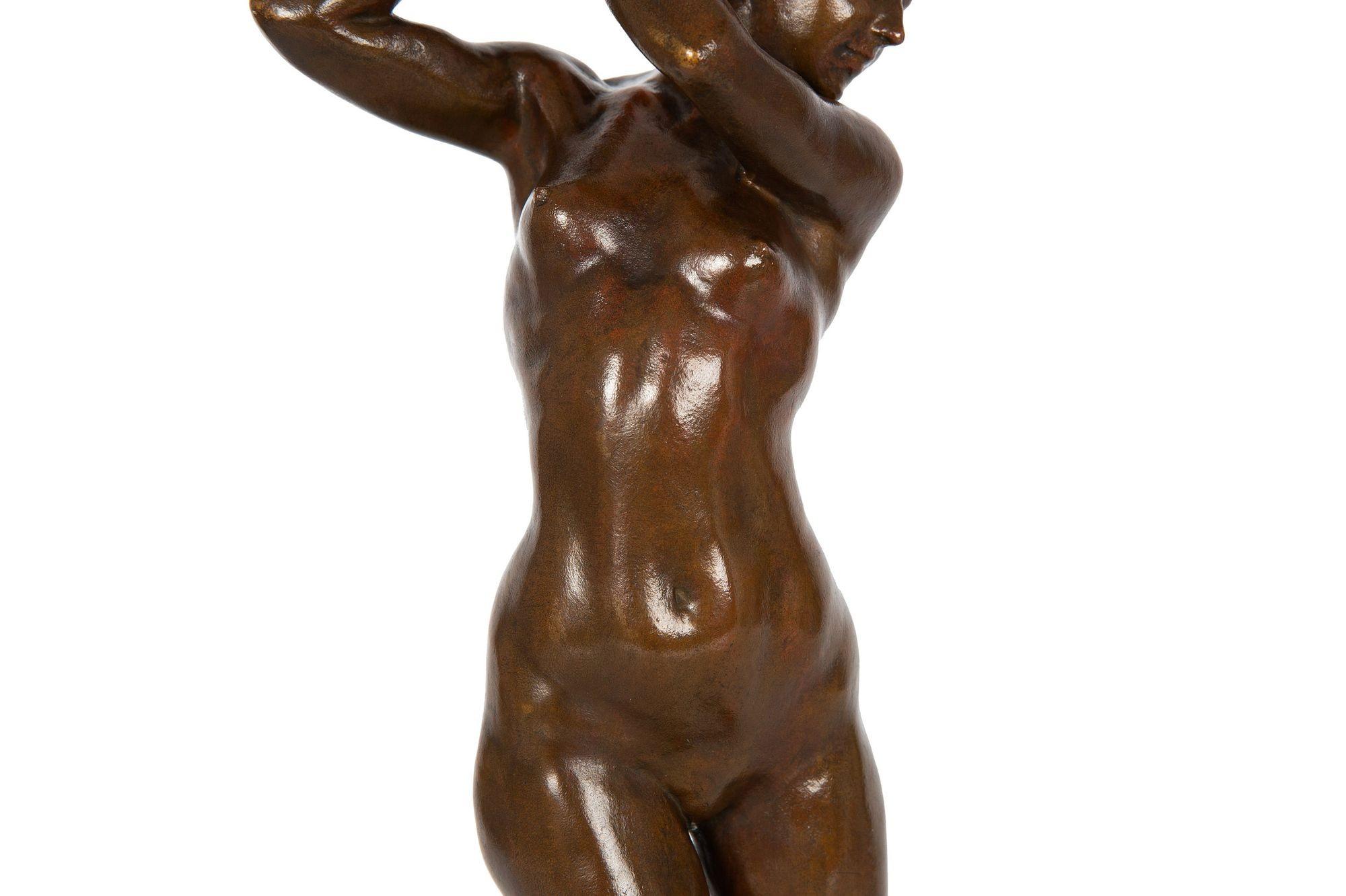 “Female Golfer” '1909' French Antique Bronze Sculpture by Jacques Loysel 2