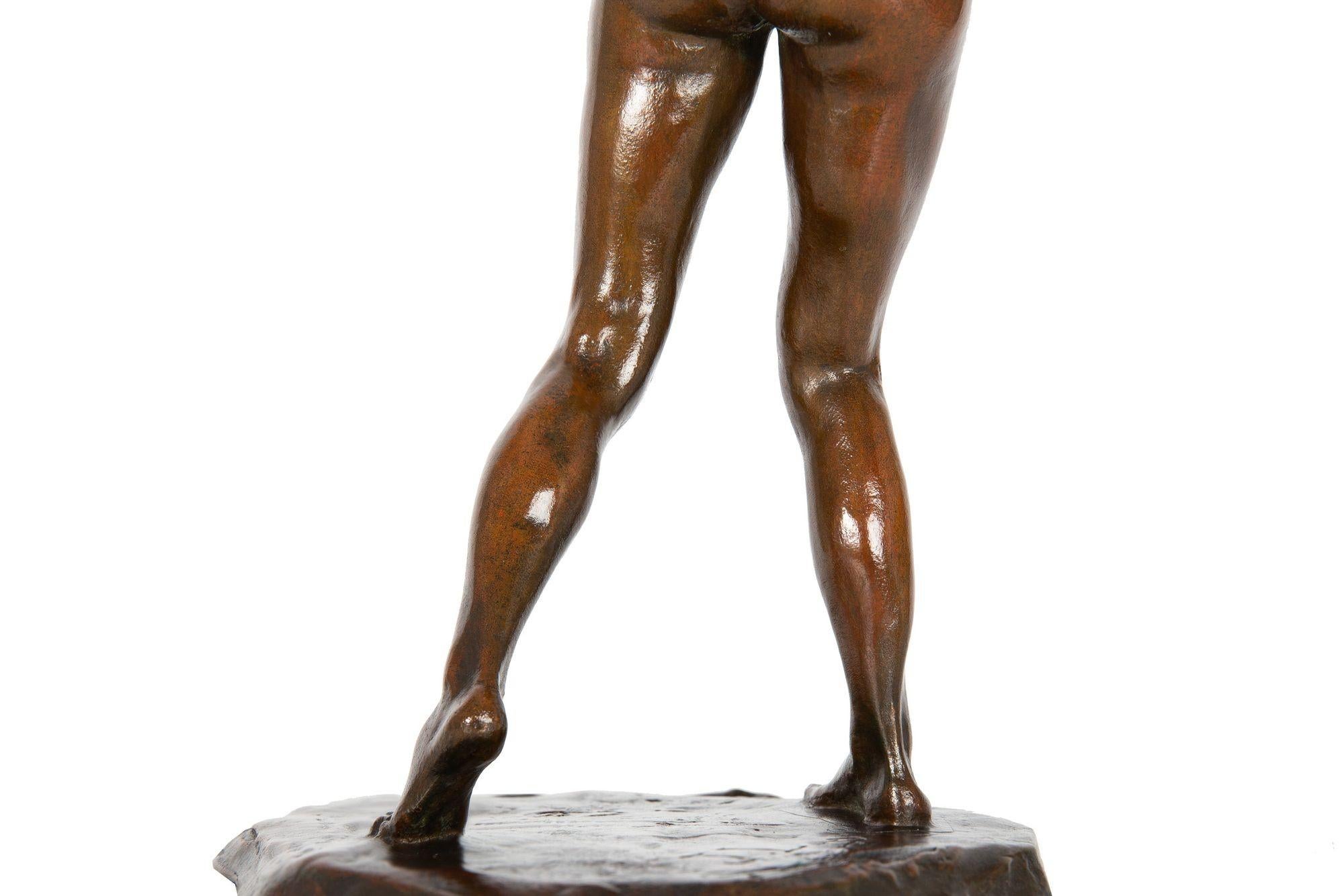 “Female Golfer” '1909' French Antique Bronze Sculpture by Jacques Loysel 3