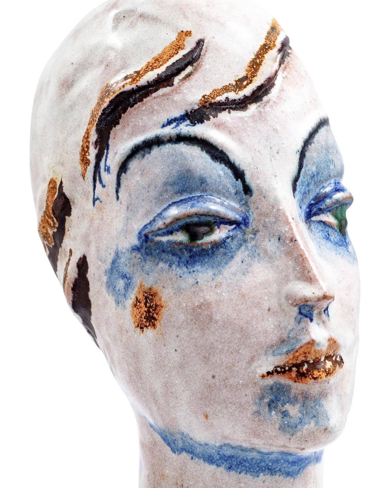 Art Deco Female Head Gudrun Baudisch Wiener Werkstätte 1928 Marked For Sale