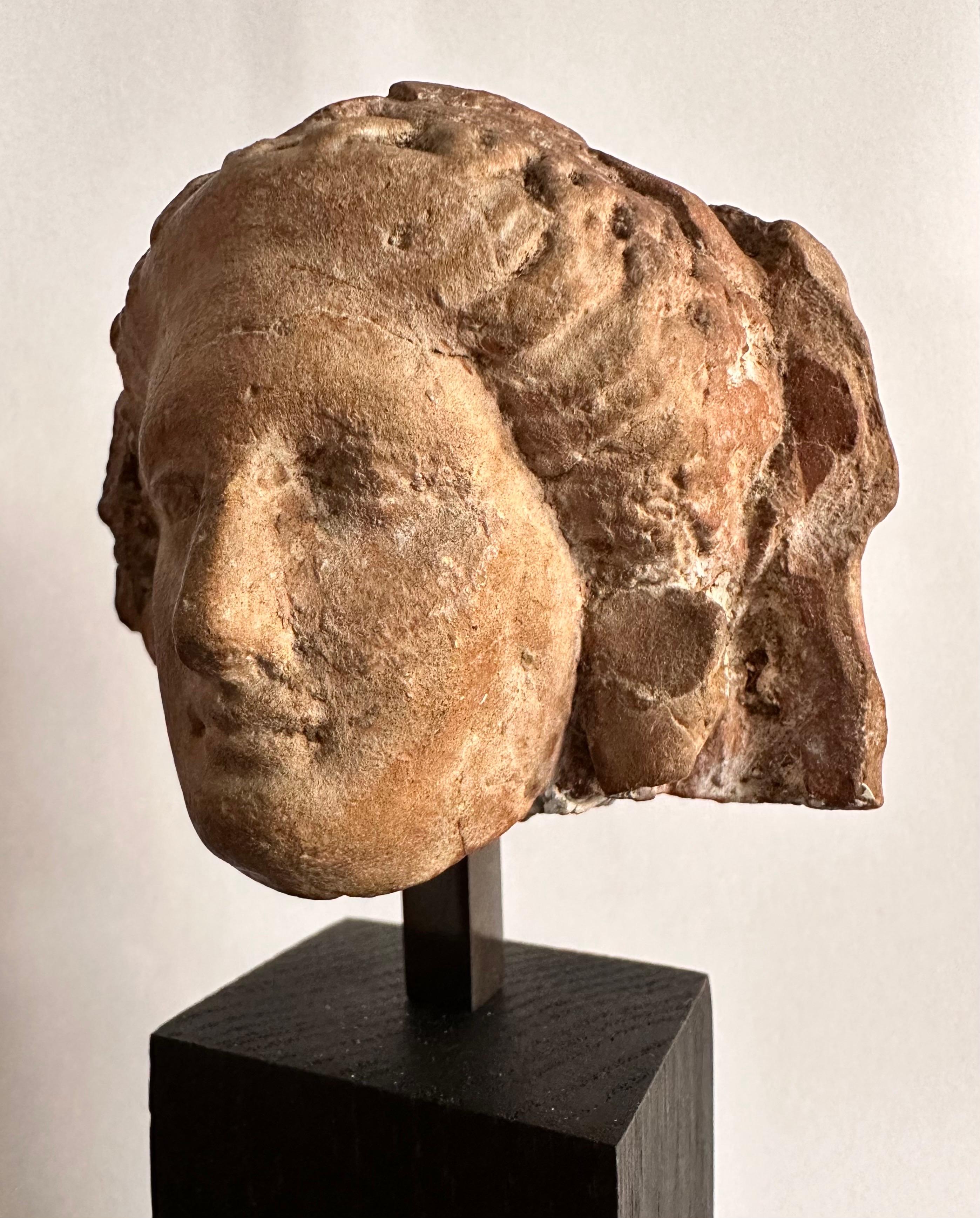 Greco Roman Female Head, Terracotta, Magna Graecia, 4th Century Before Christ