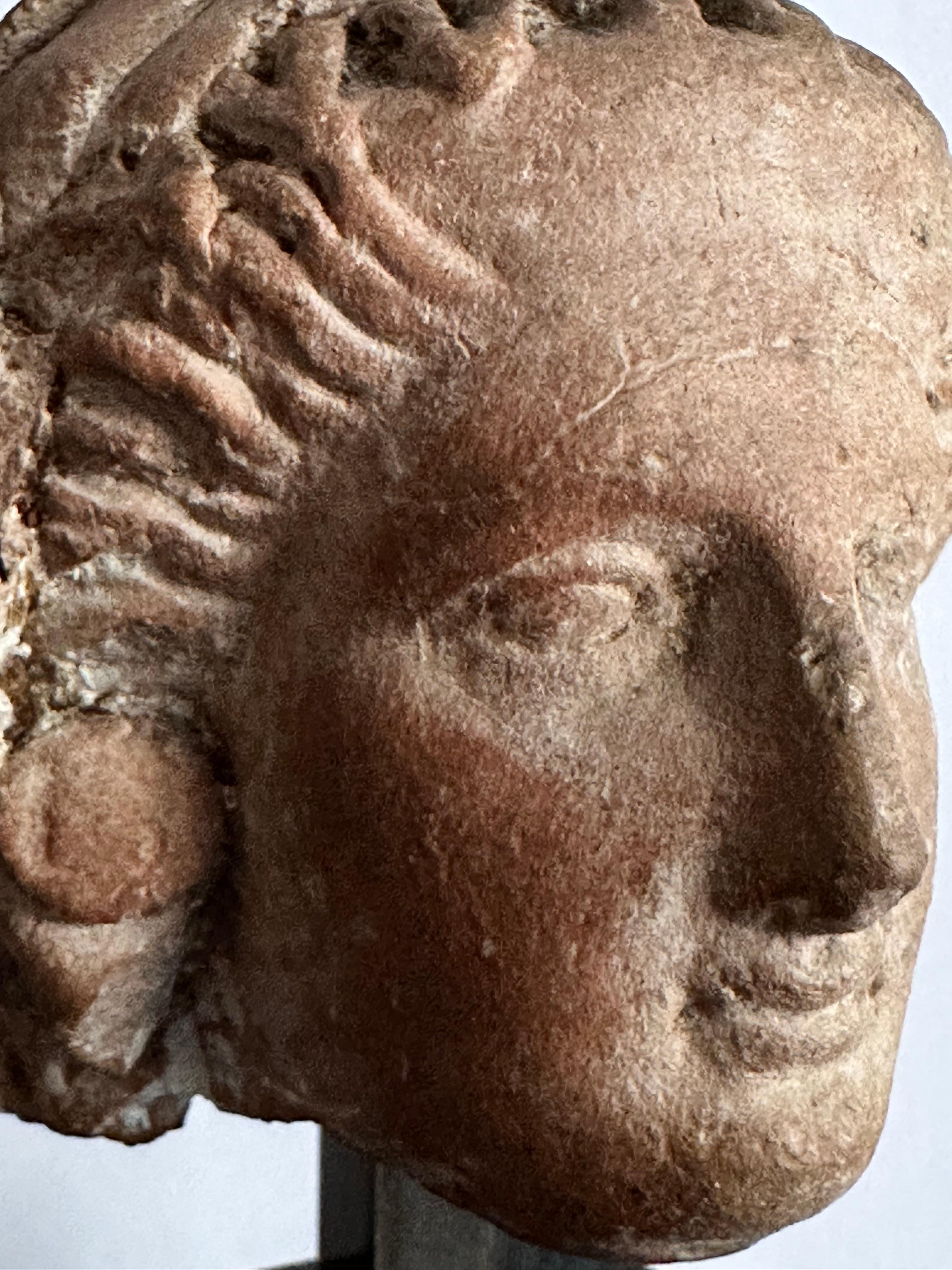 Molded Female Head, Terracotta, Magna Graecia, 4th Century Before Christ