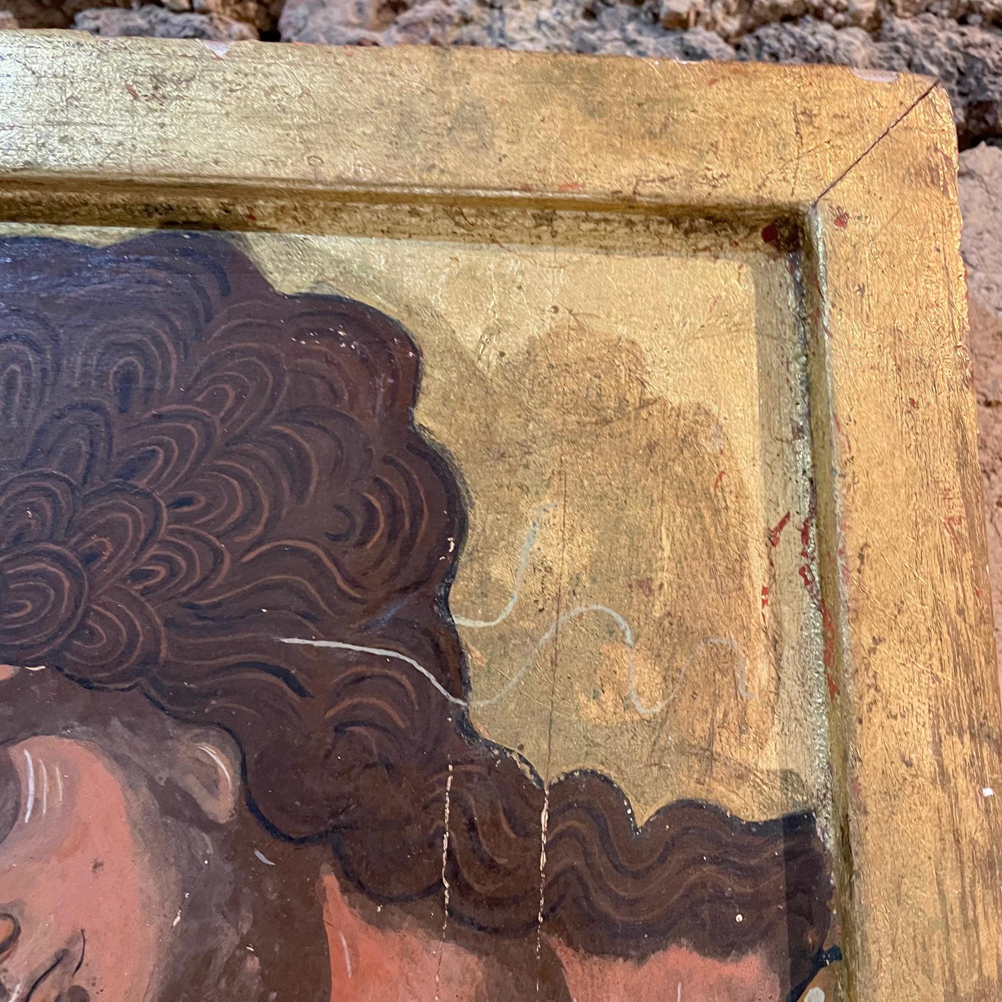 Icône féminine, oeuvre d'art byzantine, Peinture encadrée, Fabuleuse Détresse en vente 1