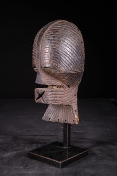 Female Kifwebe Mask with old collection label, Luba-Songye People, DR Congo
