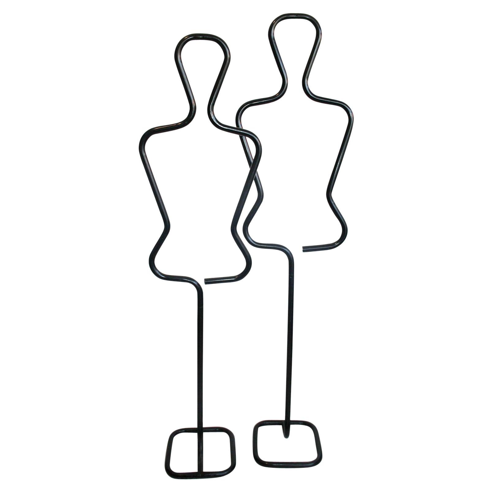 Silhouette Figural  Valet Stand , Tubular , Italy, 1980s (Female & Male)  For Sale