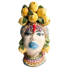 Female Moor's Head de Caltagirone par Ceramiche Germano des années 1990