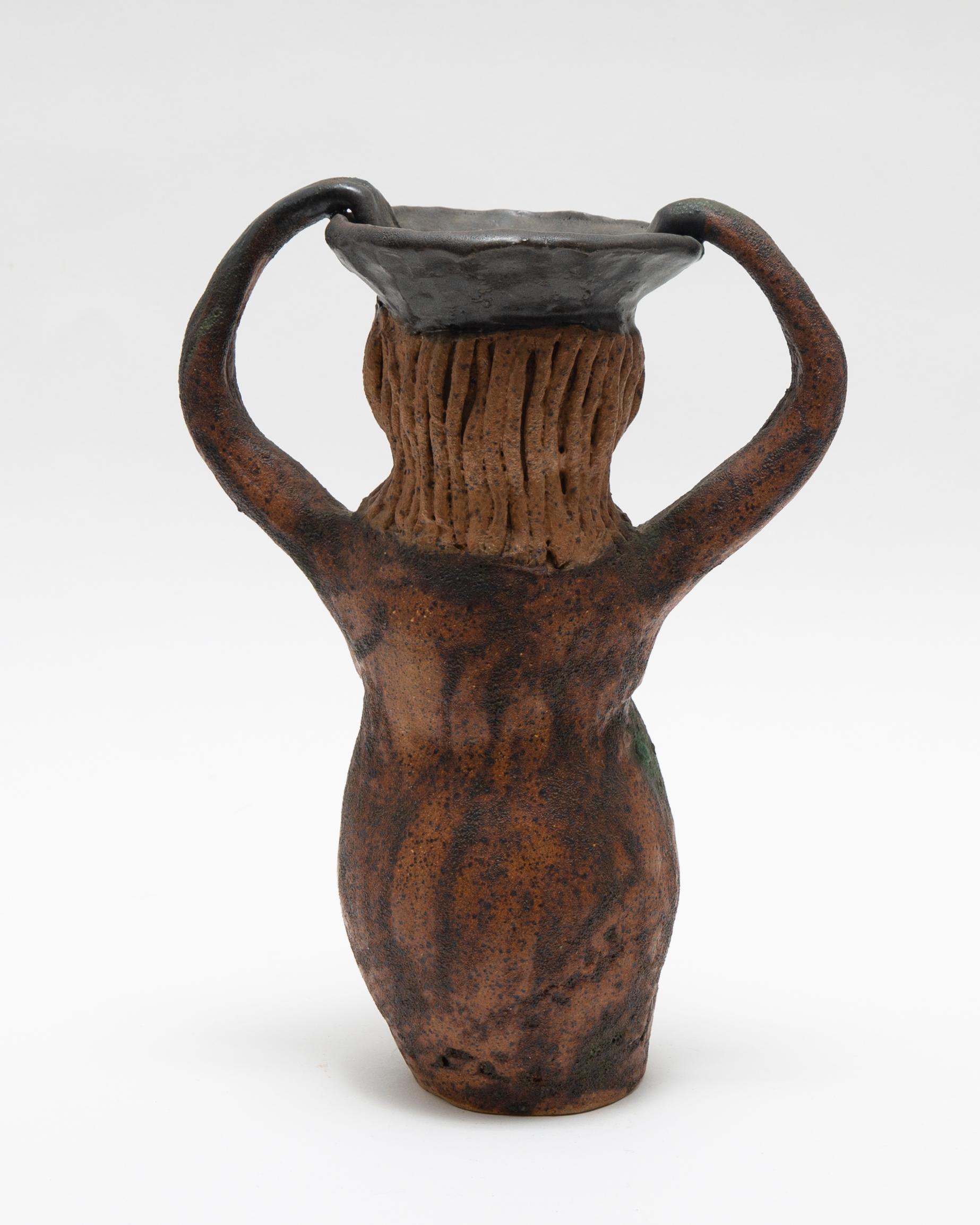 American Female Muse Ceramic Handmade Vase Mid Century For Sale