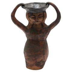 Weibliche Muse Keramik Handgefertigte Vase Mitte des Jahrhunderts