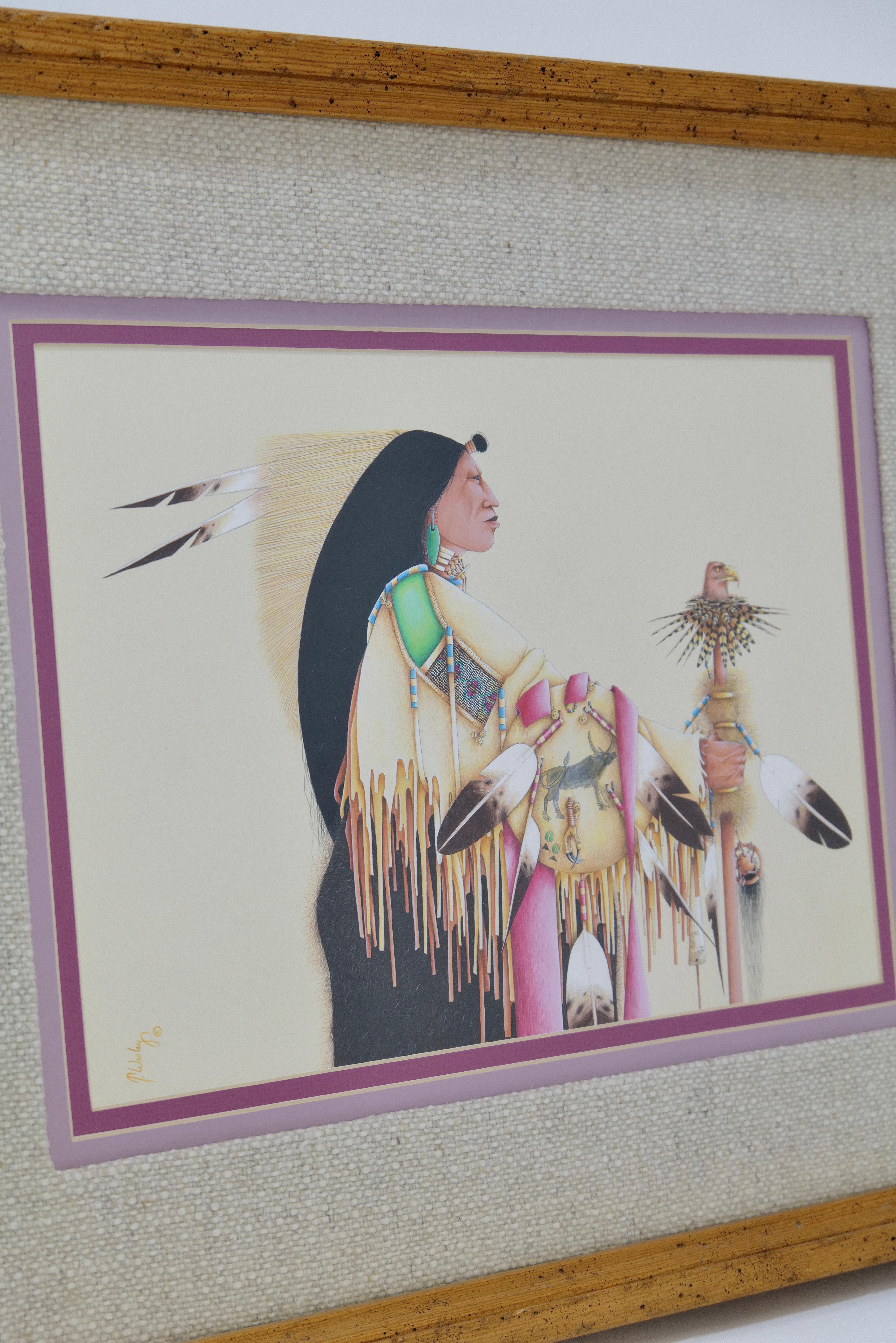 Female Native American Warrior with Staff de Tillier Wesley en vente 4