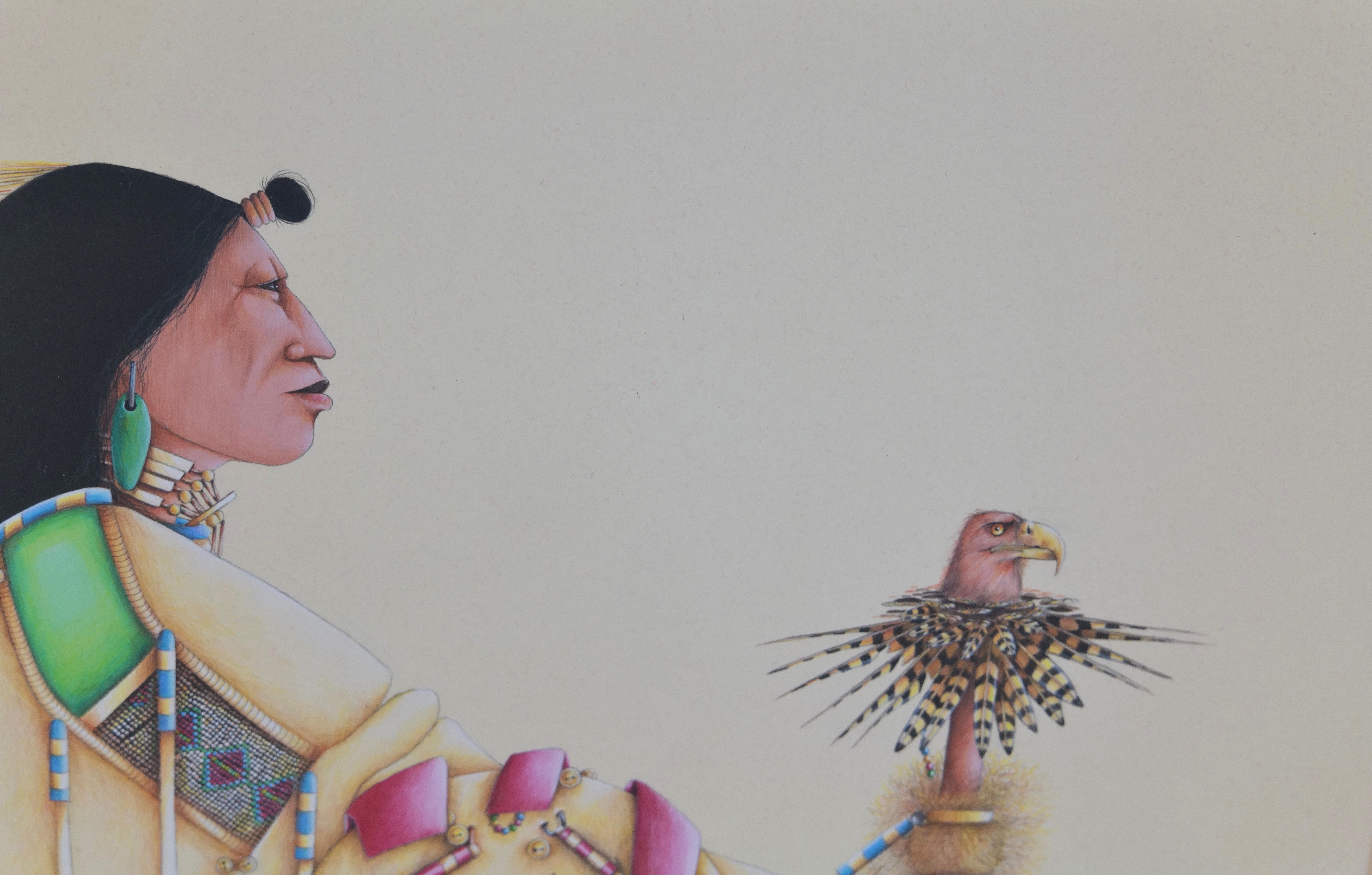 Female Native American Warrior with Staff by Tillier Wesley For Sale 9