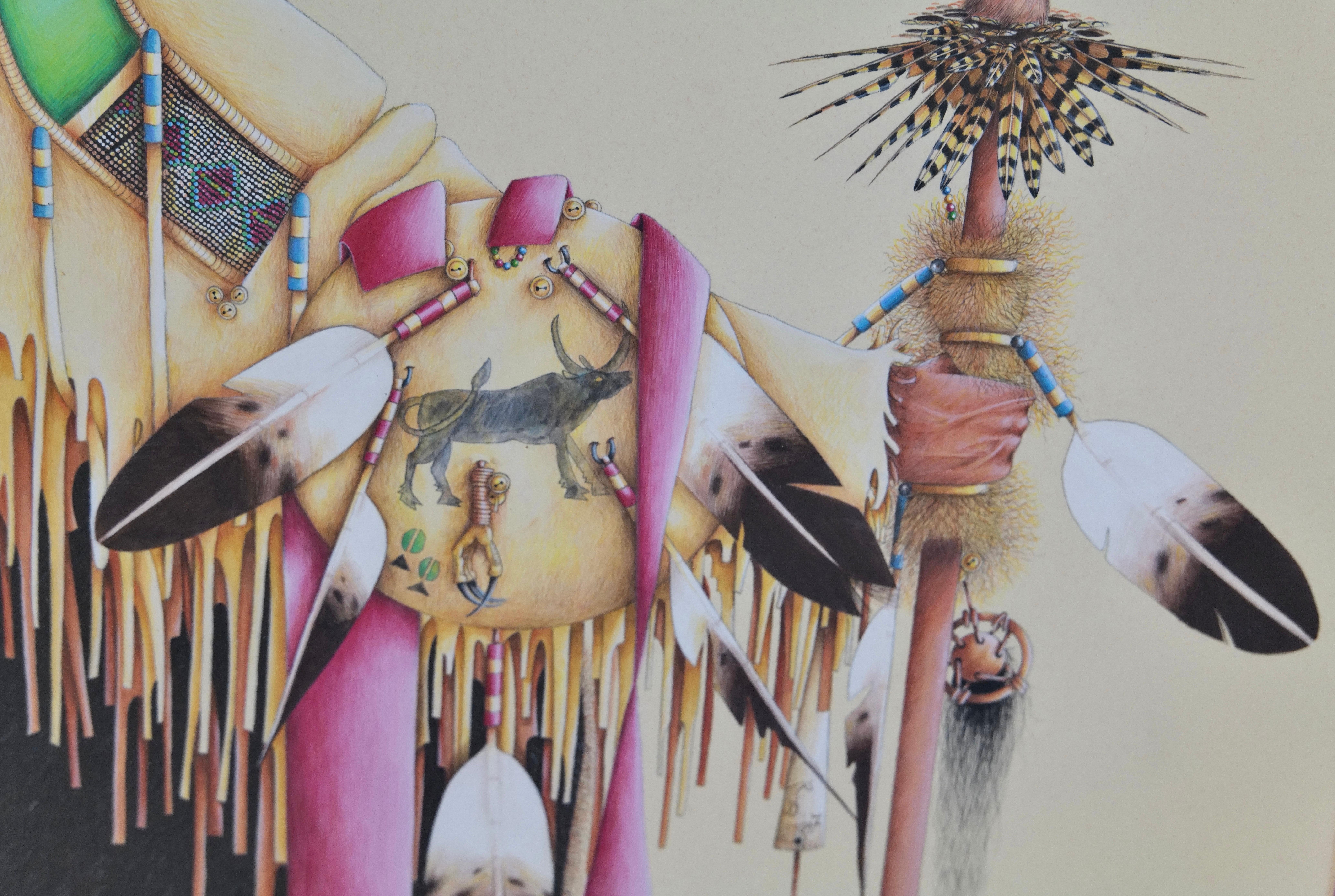 Female Native American Warrior with Staff by Tillier Wesley For Sale 11