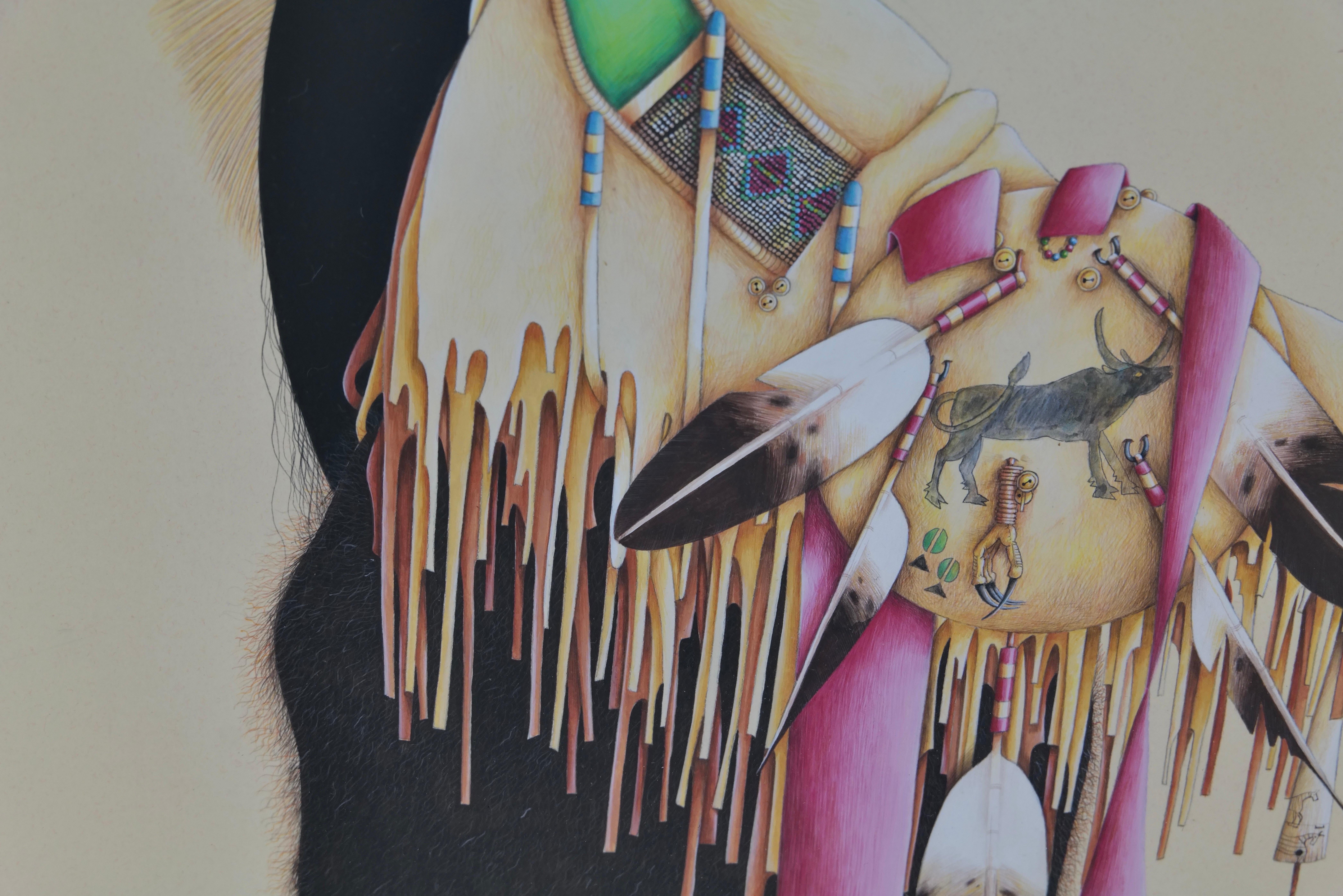 Female Native American Warrior with Staff by Tillier Wesley For Sale 12