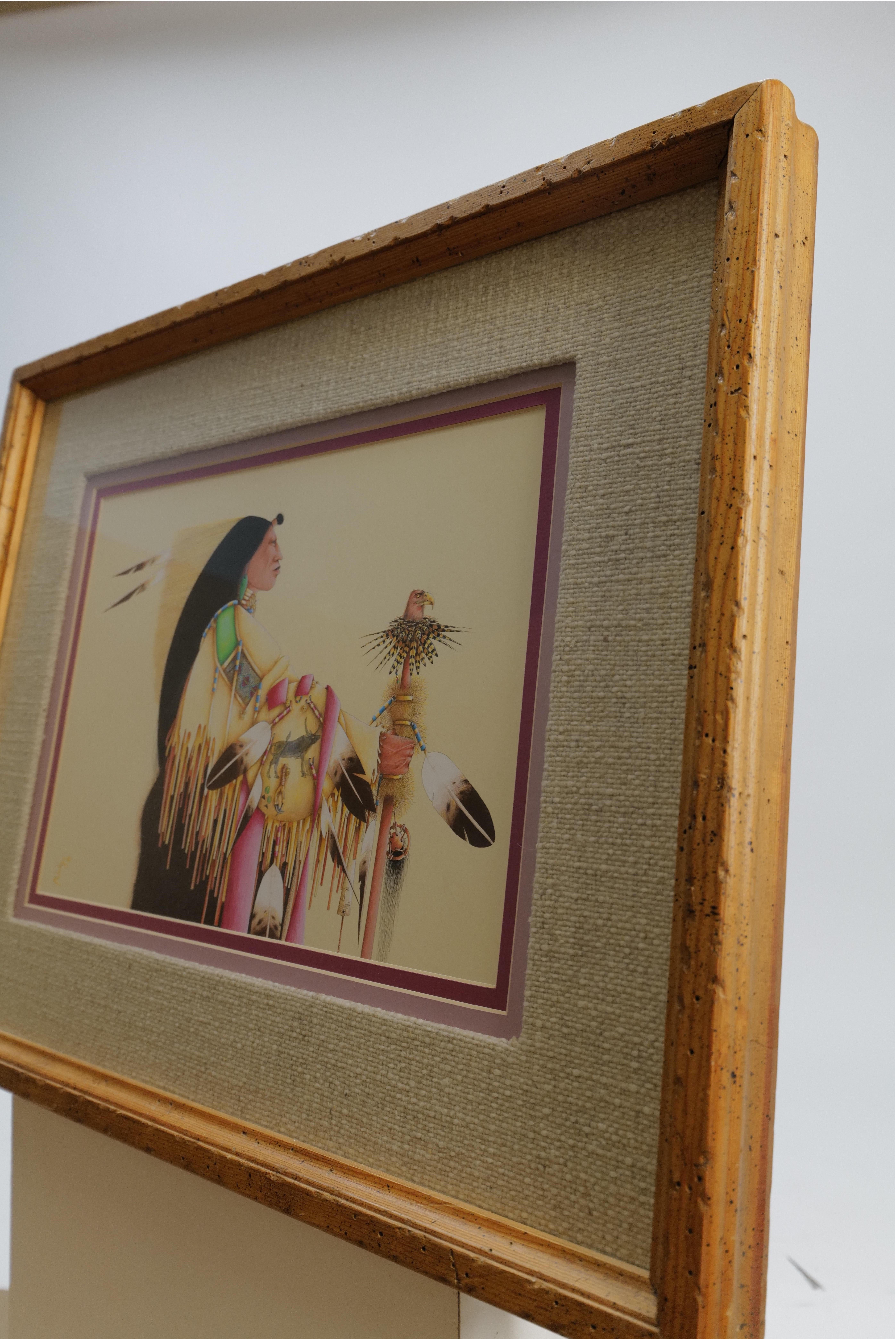 Late 20th Century Female Native American Warrior with Staff by Tillier Wesley For Sale