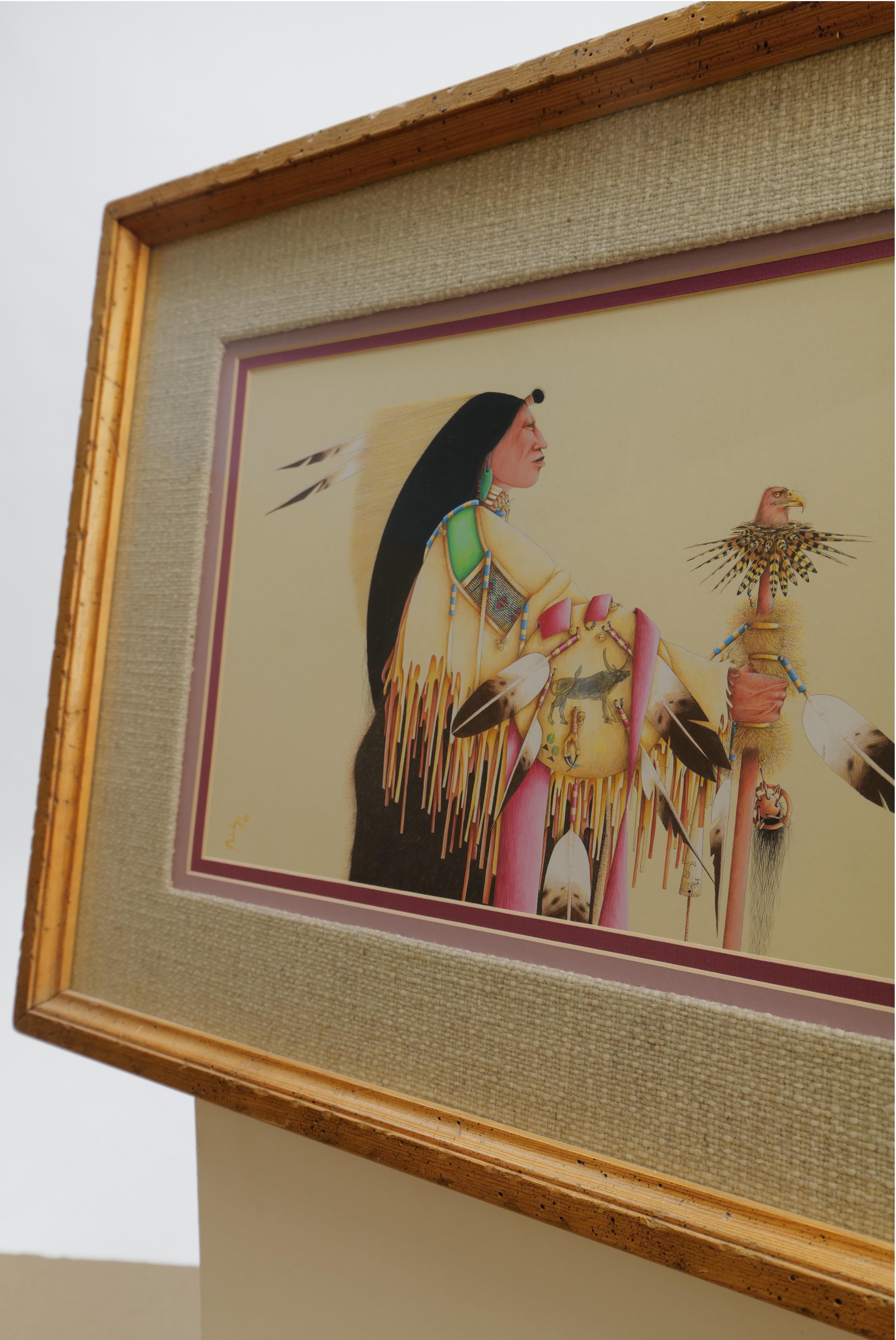Female Native American Warrior with Staff by Tillier Wesley For Sale 1