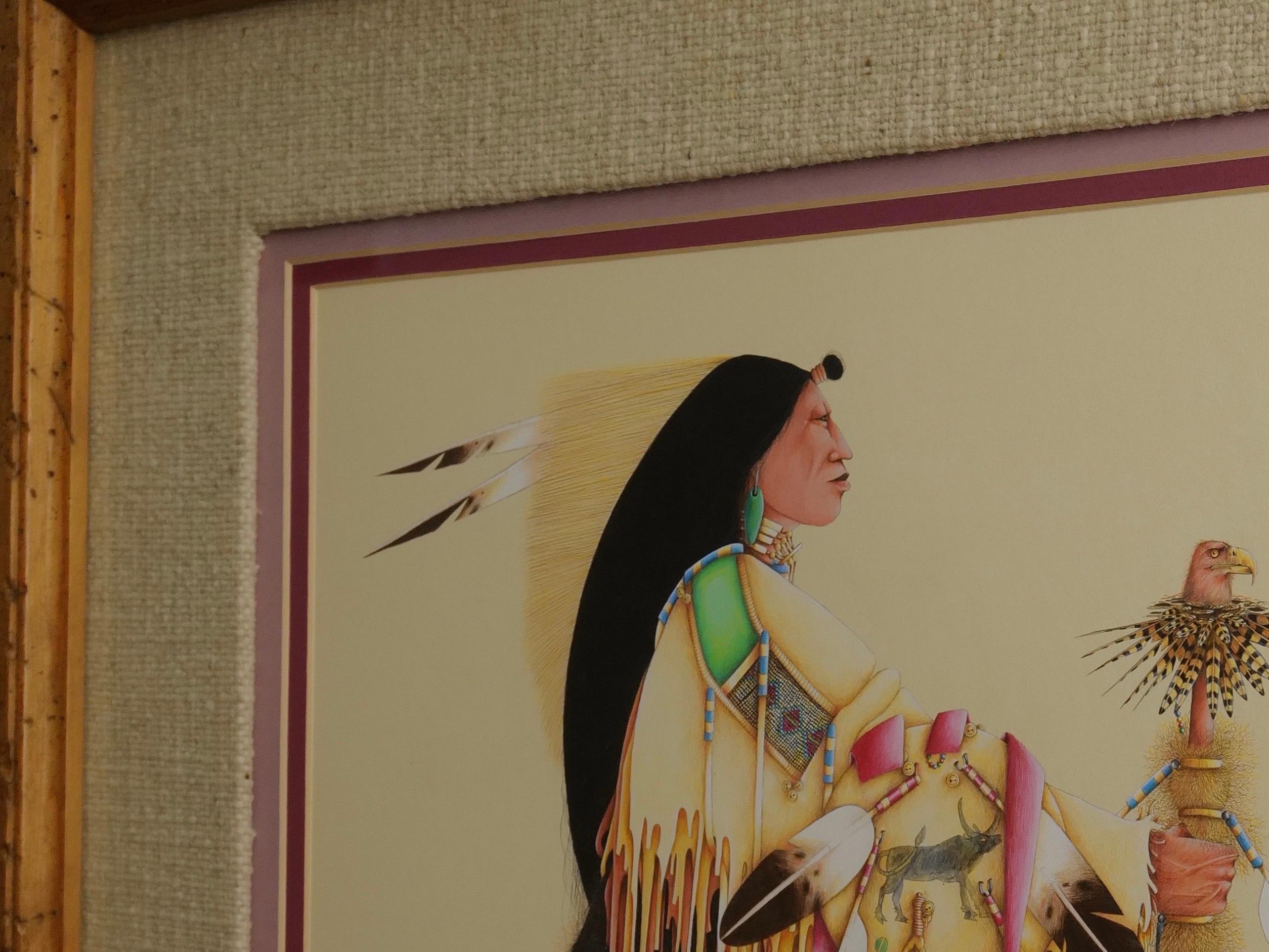 Female Native American Warrior with Staff by Tillier Wesley For Sale 2
