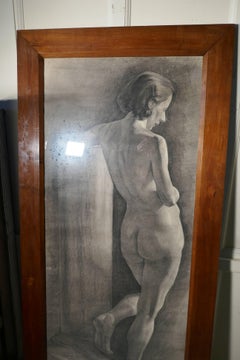 Mid-20th Century Bohemian Charcoal Study, Framed Female Nude, 1930