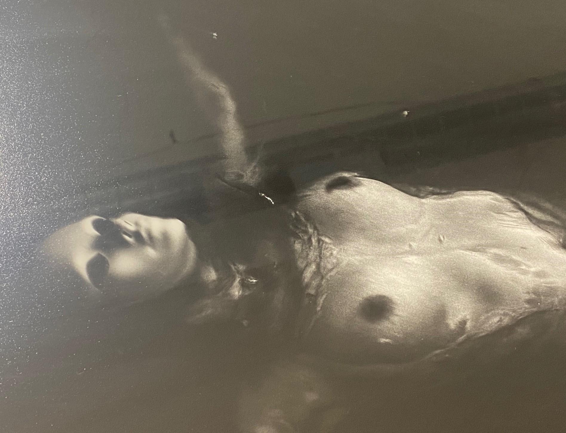 American Female Nude Black & White Signed Photograph of Mysterious Masked Woman in Water For Sale