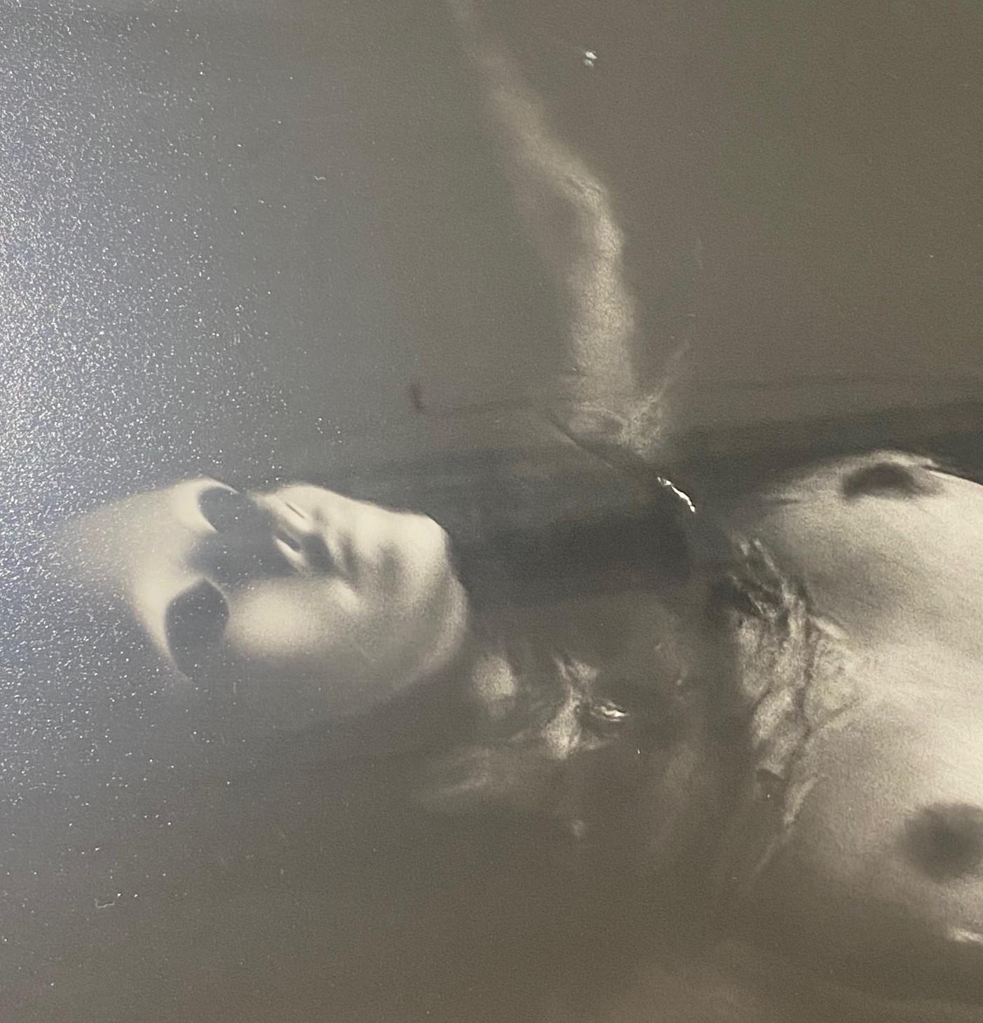 Wood Female Nude Black & White Signed Photograph of Mysterious Masked Woman in Water For Sale